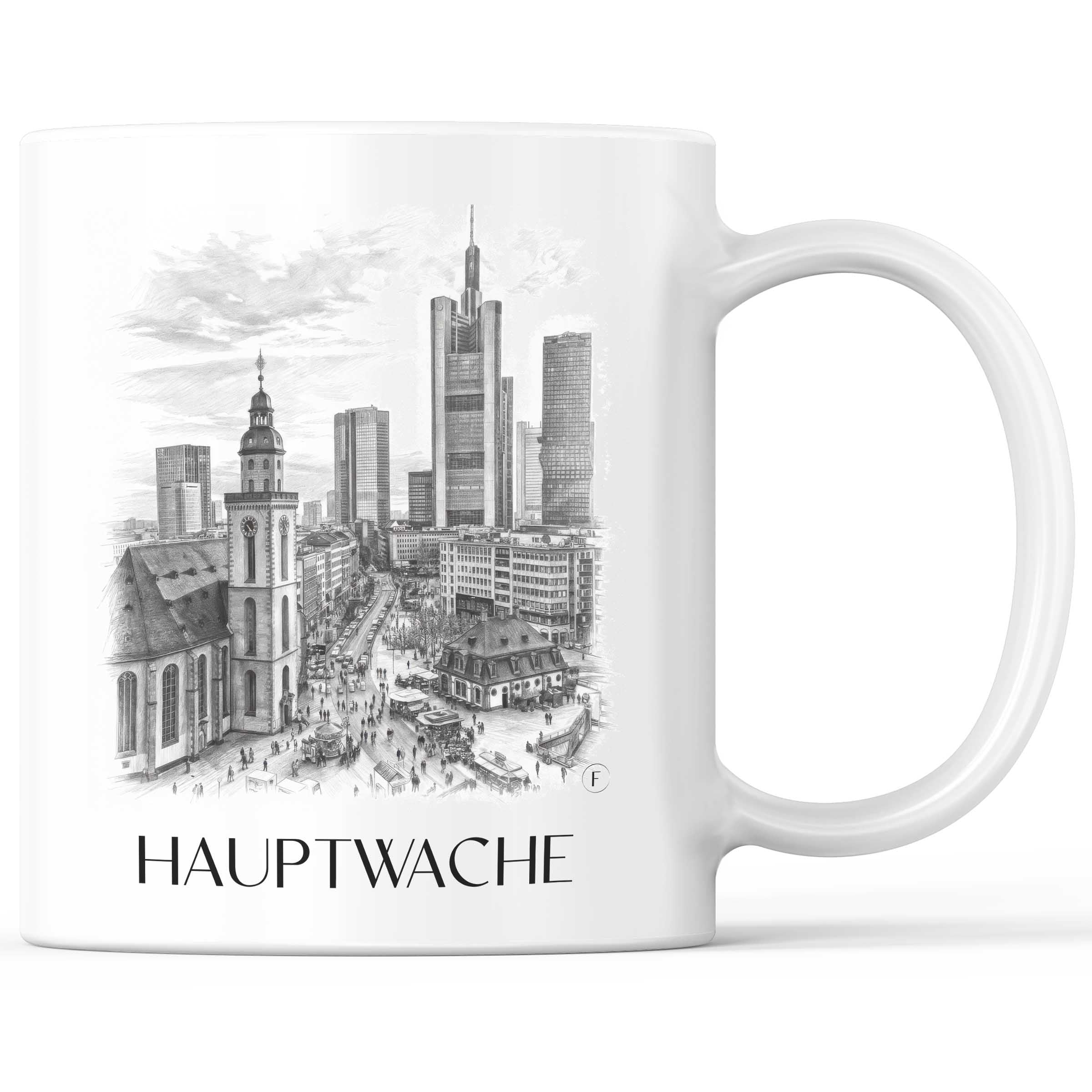 Hauptwache Kaffeebecher - Frankfurt - Deutschland Becher - Kaffeetasse im Zeichnung Stil