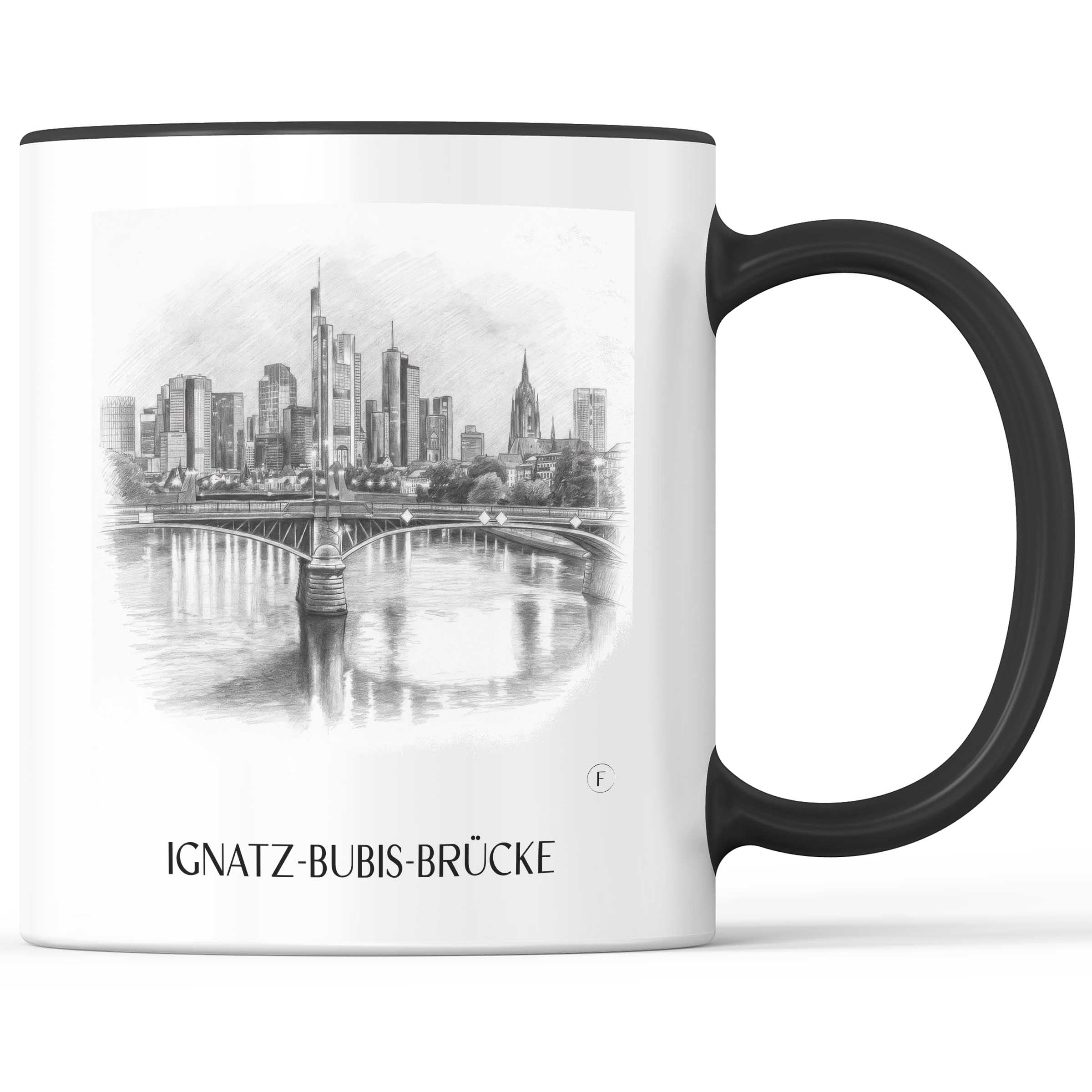 ignatz-bubis-brücke-frankfurt-deutschland-kaffeebecher-bleistift-zeichnung-drawing