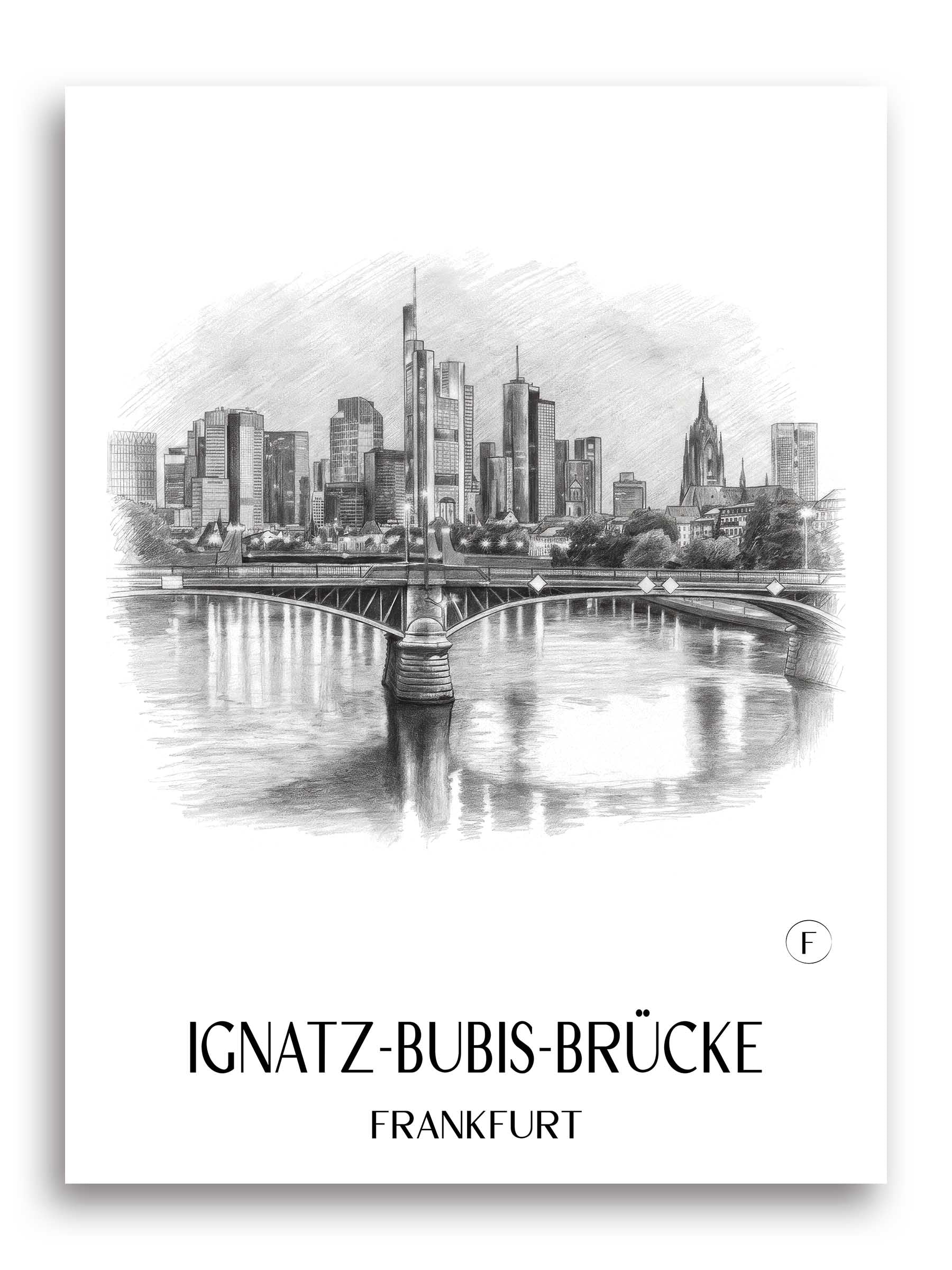 ignatz-bubis-brücke-frankfurt-deutschland-poster-bleistift-zeichnung-drawing