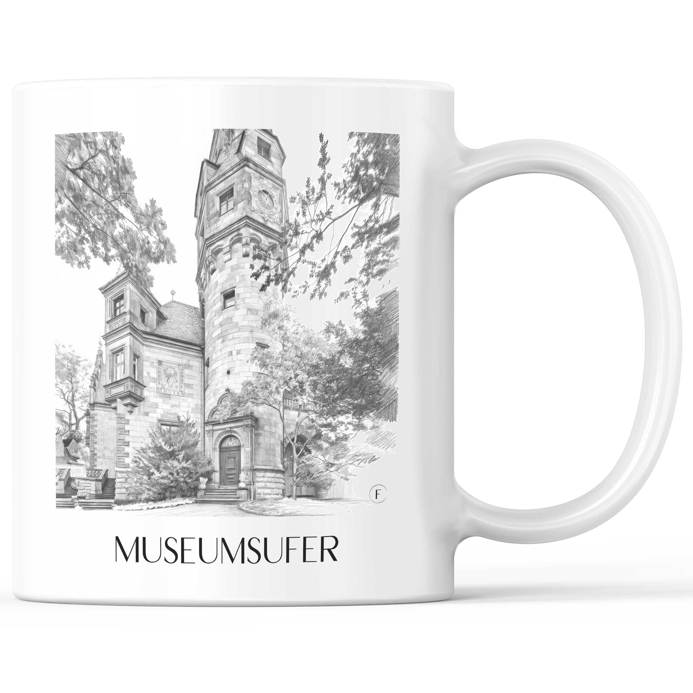 Museumsufer Kaffeebecher - Frankfurt - Deutschland Becher - Kaffeetasse im Zeichnung Stil