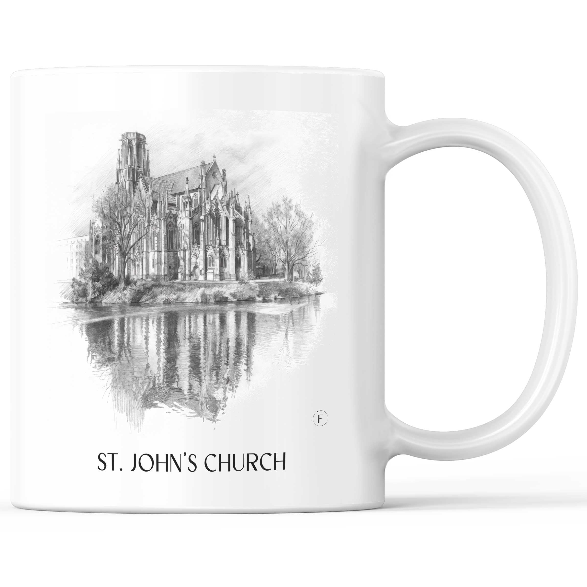 Johanneskirche Kaffeebecher - Stuttgart - Deutschland Becher - Kaffeetasse im Zeichnung Stil
