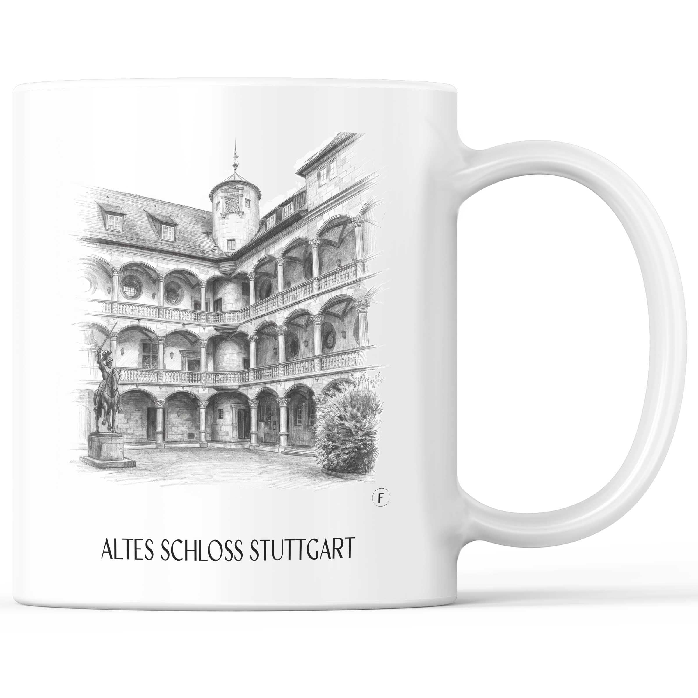 Altes Schloss Kaffeebecher - Stuttgart - Deutschland Becher - Kaffeetasse im Zeichnung Stil