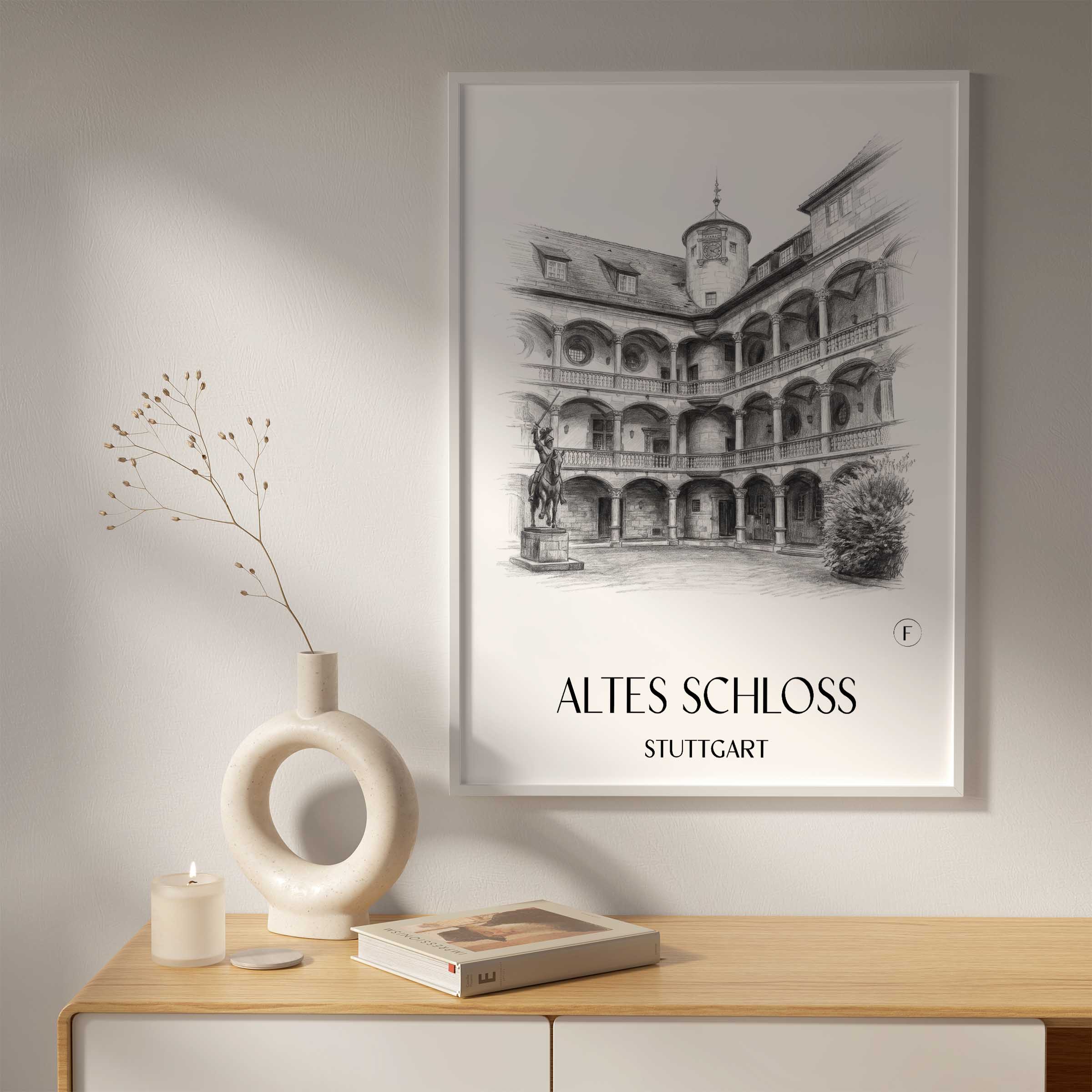 altes-schloss-stuttgart-deutschland-poster-bleistift-zeichnung-drawing