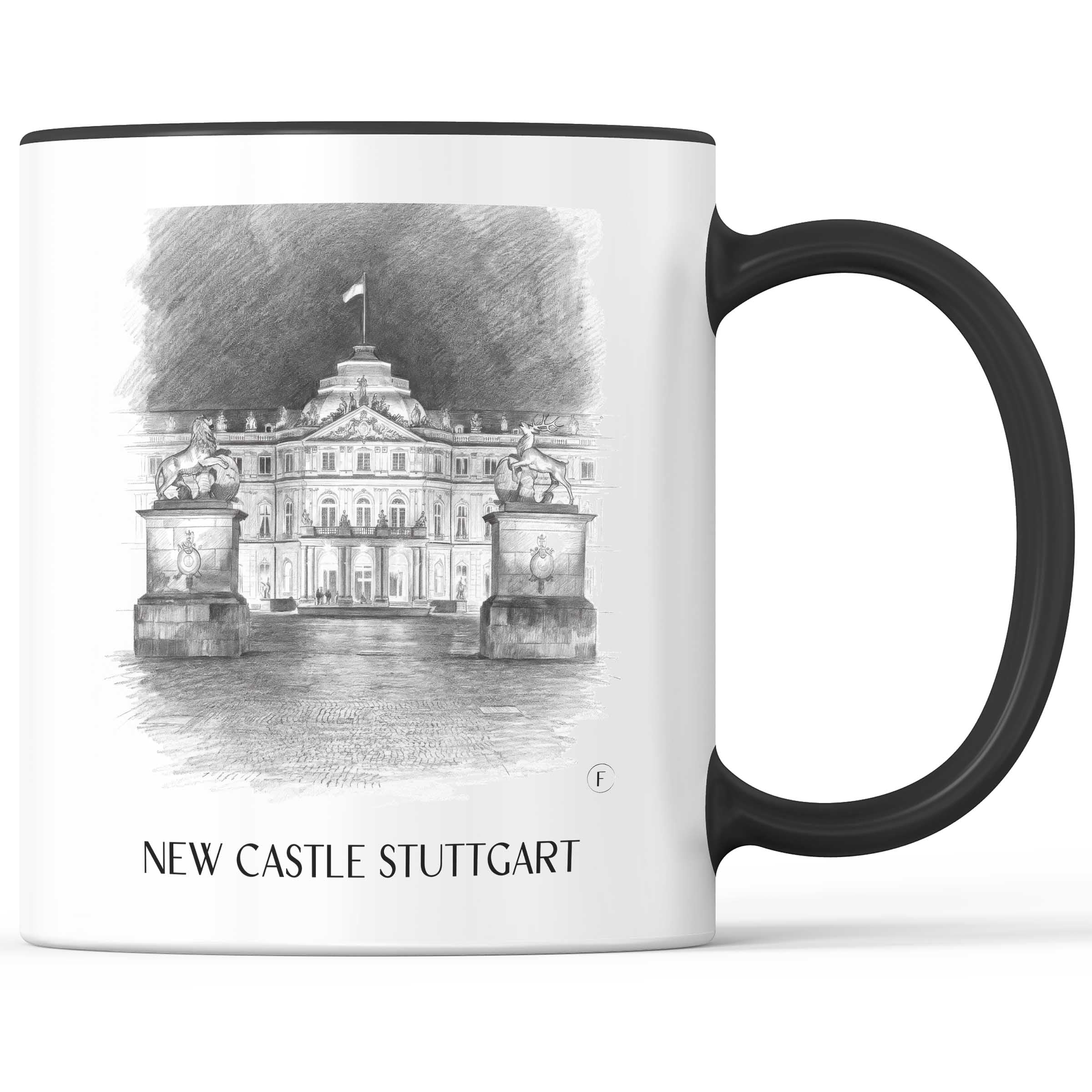 Neues Schloss Kaffeebecher - Stuttgart - Deutschland Becher - Kaffeetasse im Zeichnung Stil