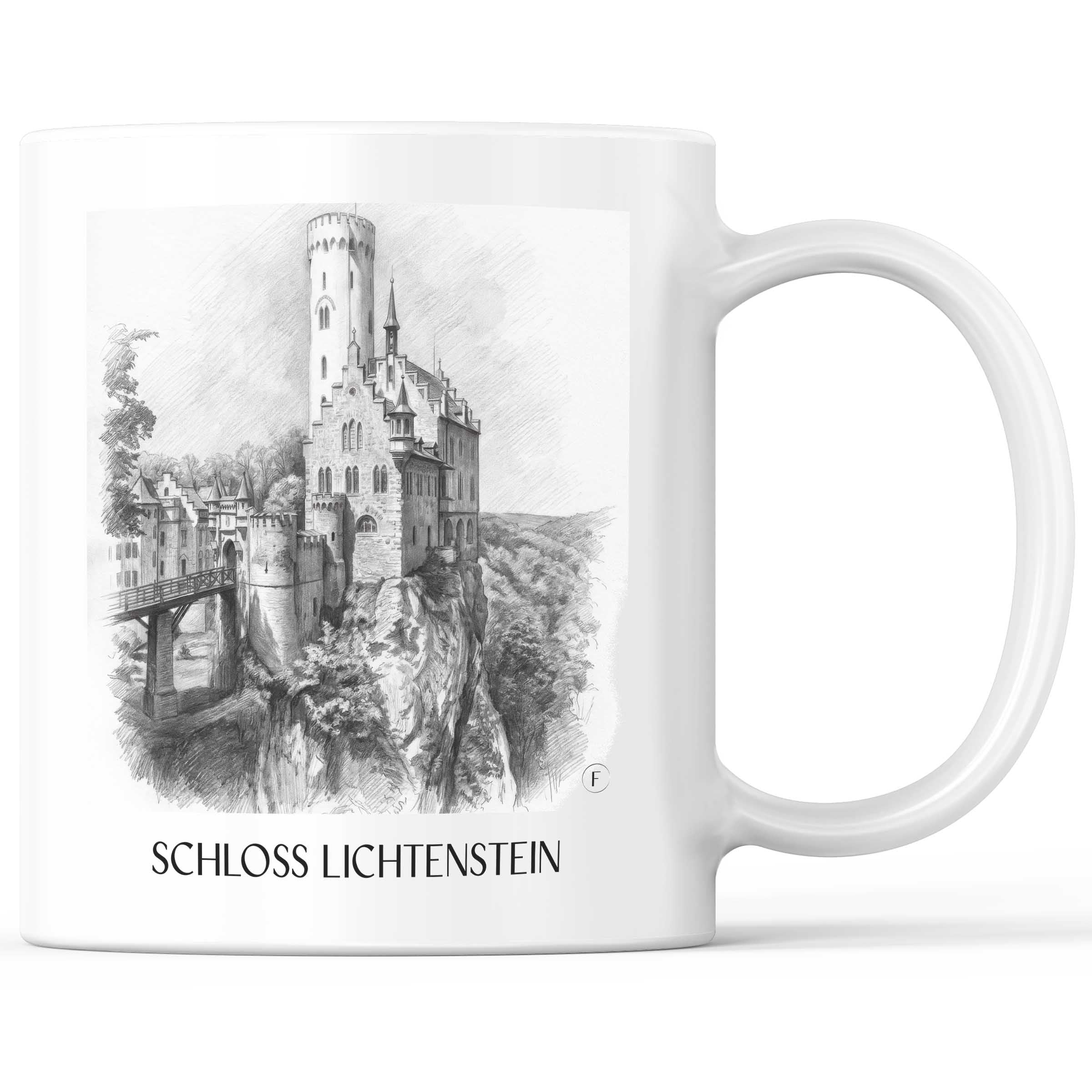 Schloss Lichtenstein Kaffeebecher - Reutlingen - Deutschland Becher - Kaffeetasse im Zeichnung Stil