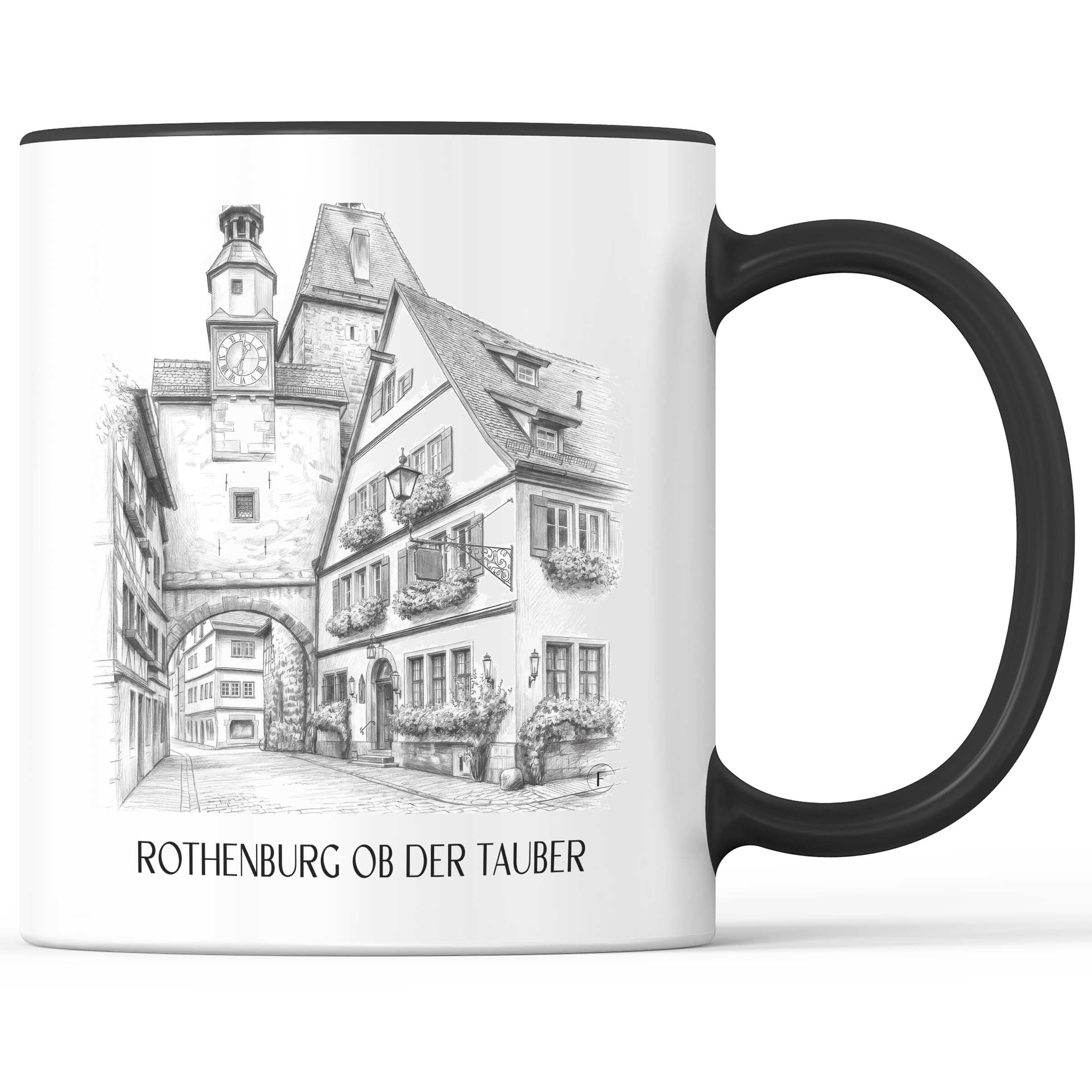rothenburg-ob-der-tauber-deutschland-kaffeebecher-bleistift-zeichnung-drawing