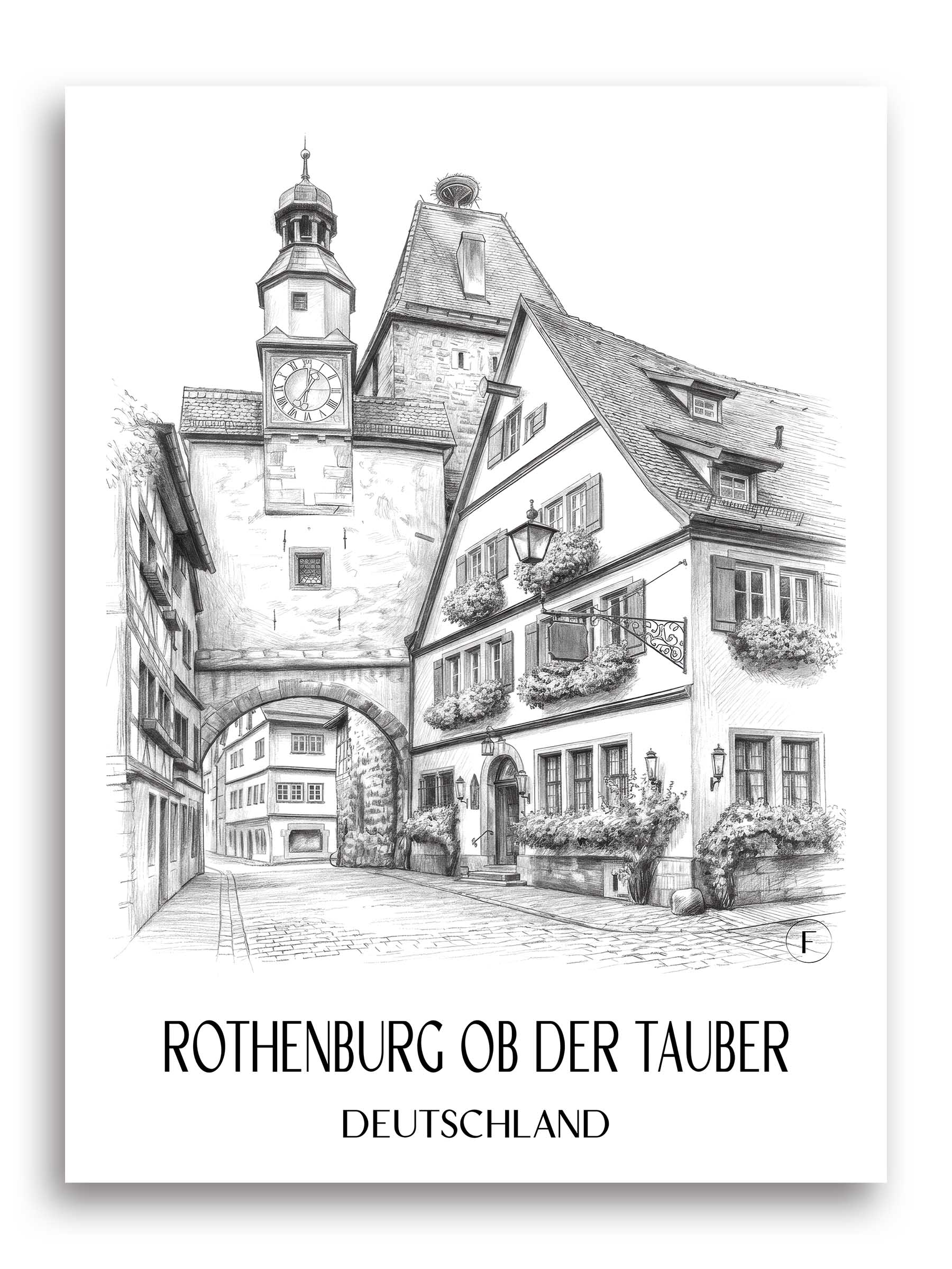 rothenburg-ob-der-tauber-deutschland-poster-bleistift-zeichnung-drawing