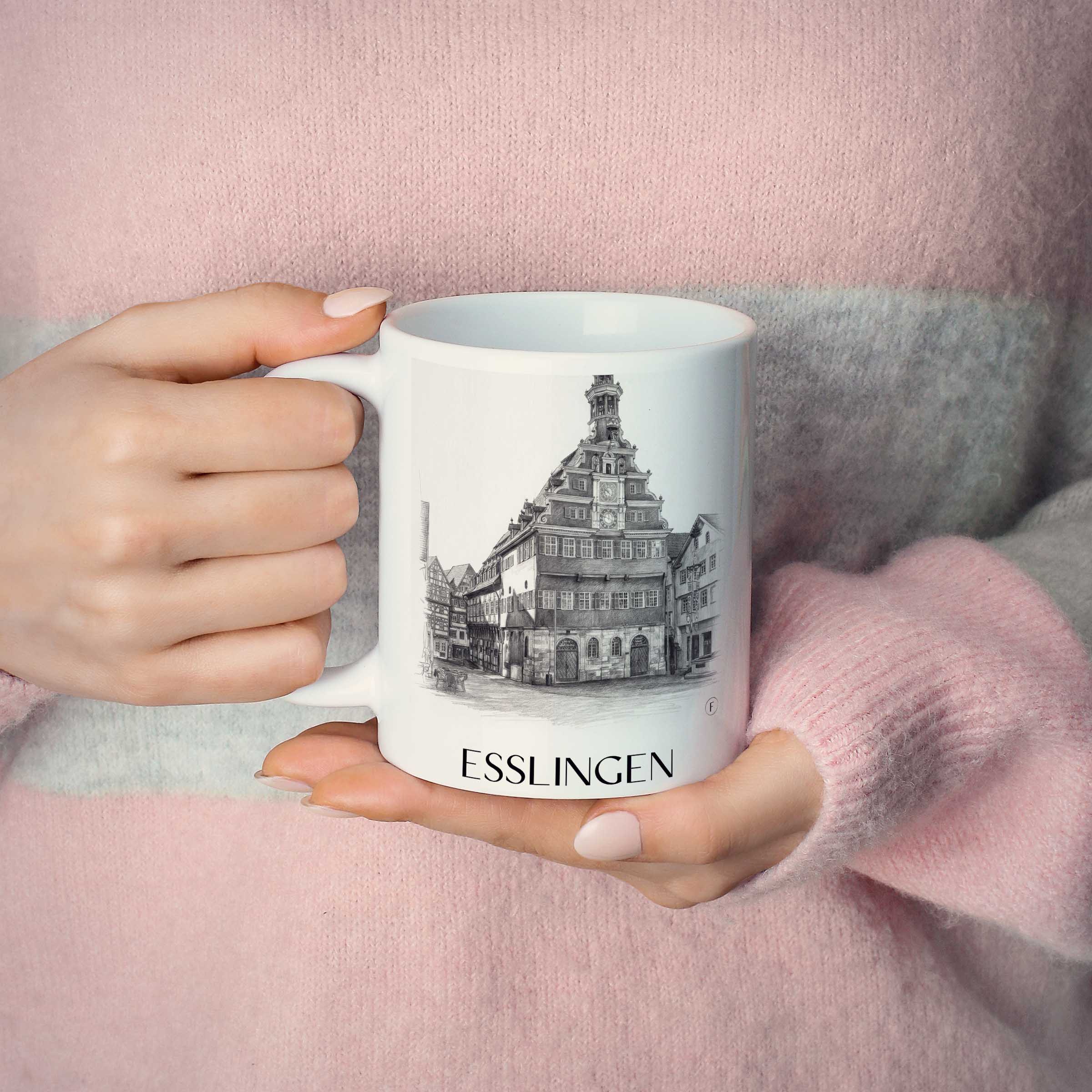 esslingen-deutschland-kaffeebecher-bleistift-zeichnung-drawing