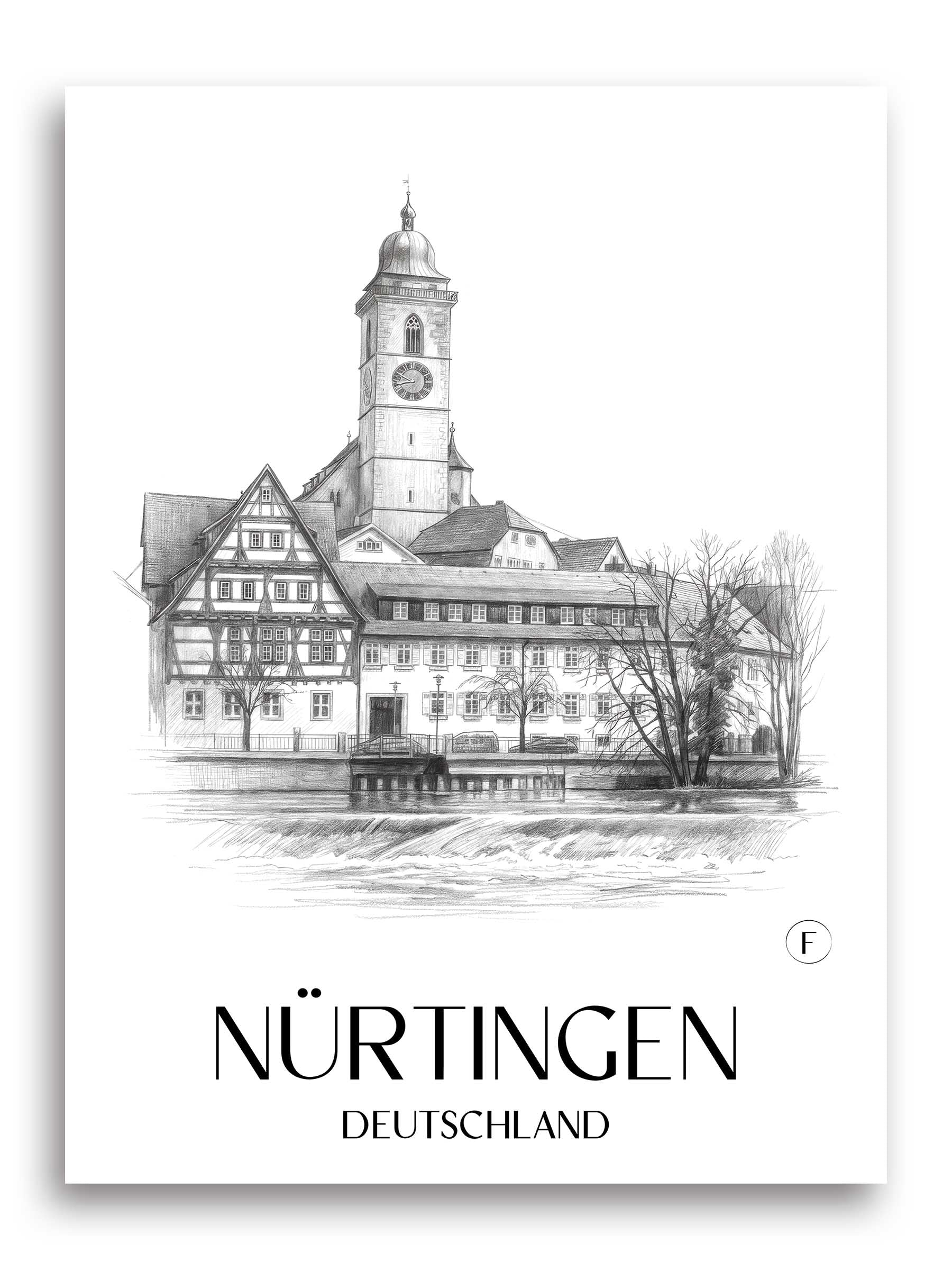 nürtingen-deutschland-poster-bleistift-zeichnung-drawing