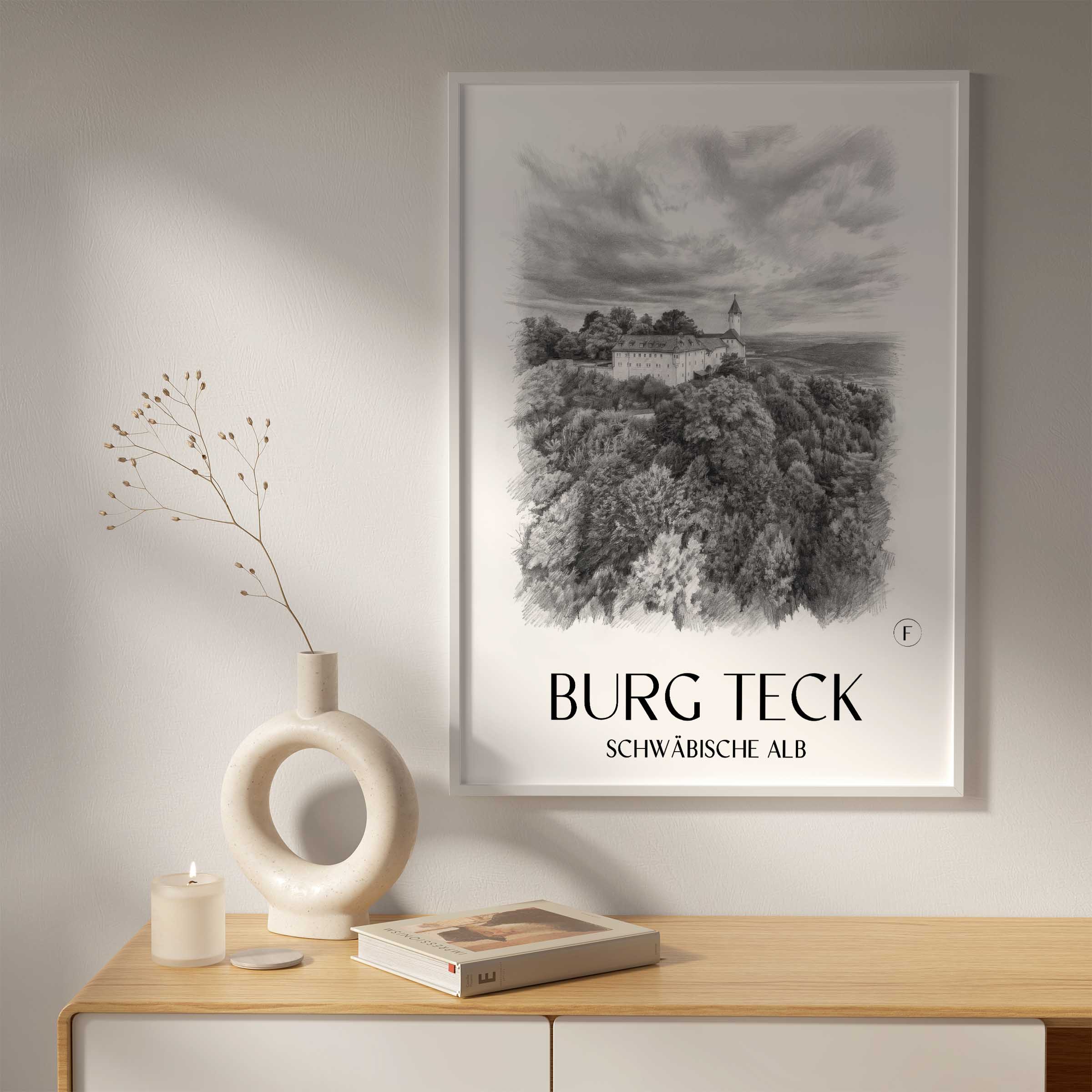 burg-teck-schwäbische-alb-deutschland-poster-bleistift-zeichnung-drawing
