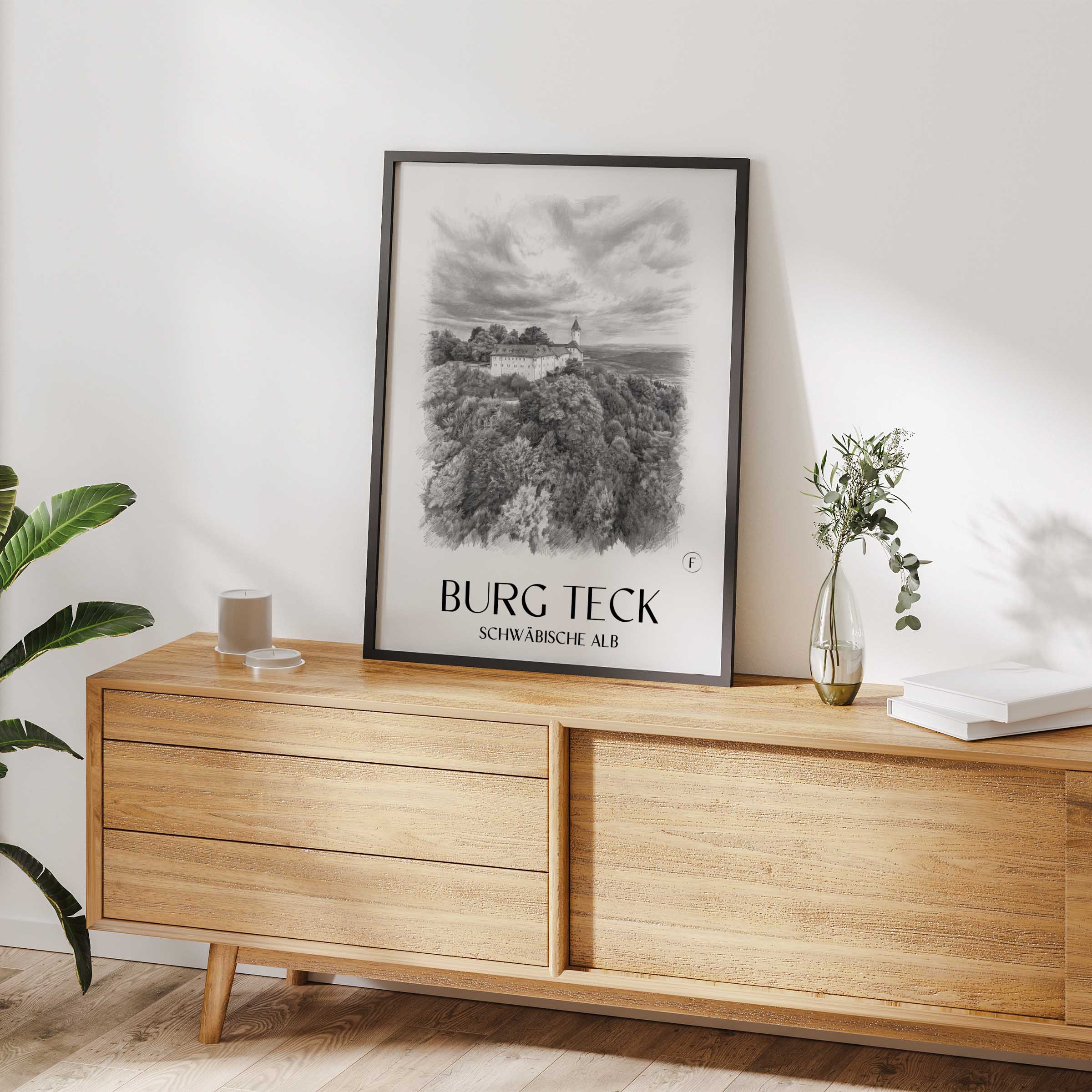 burg-teck-schwäbische-alb-deutschland-poster-bleistift-zeichnung-drawing
