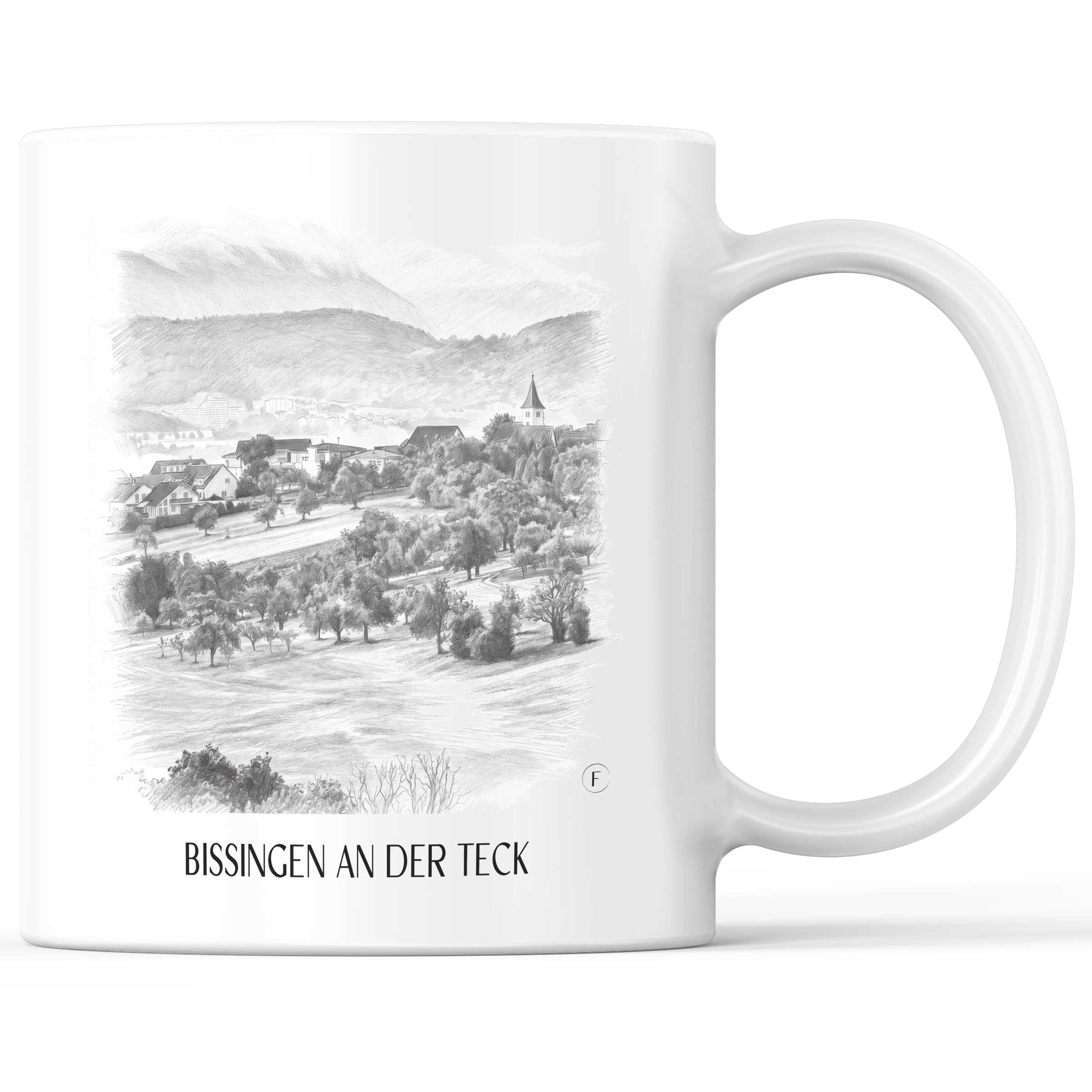 Bissingen an der Teck - Deutschland Becher - Kaffeetasse im Zeichnung Stil