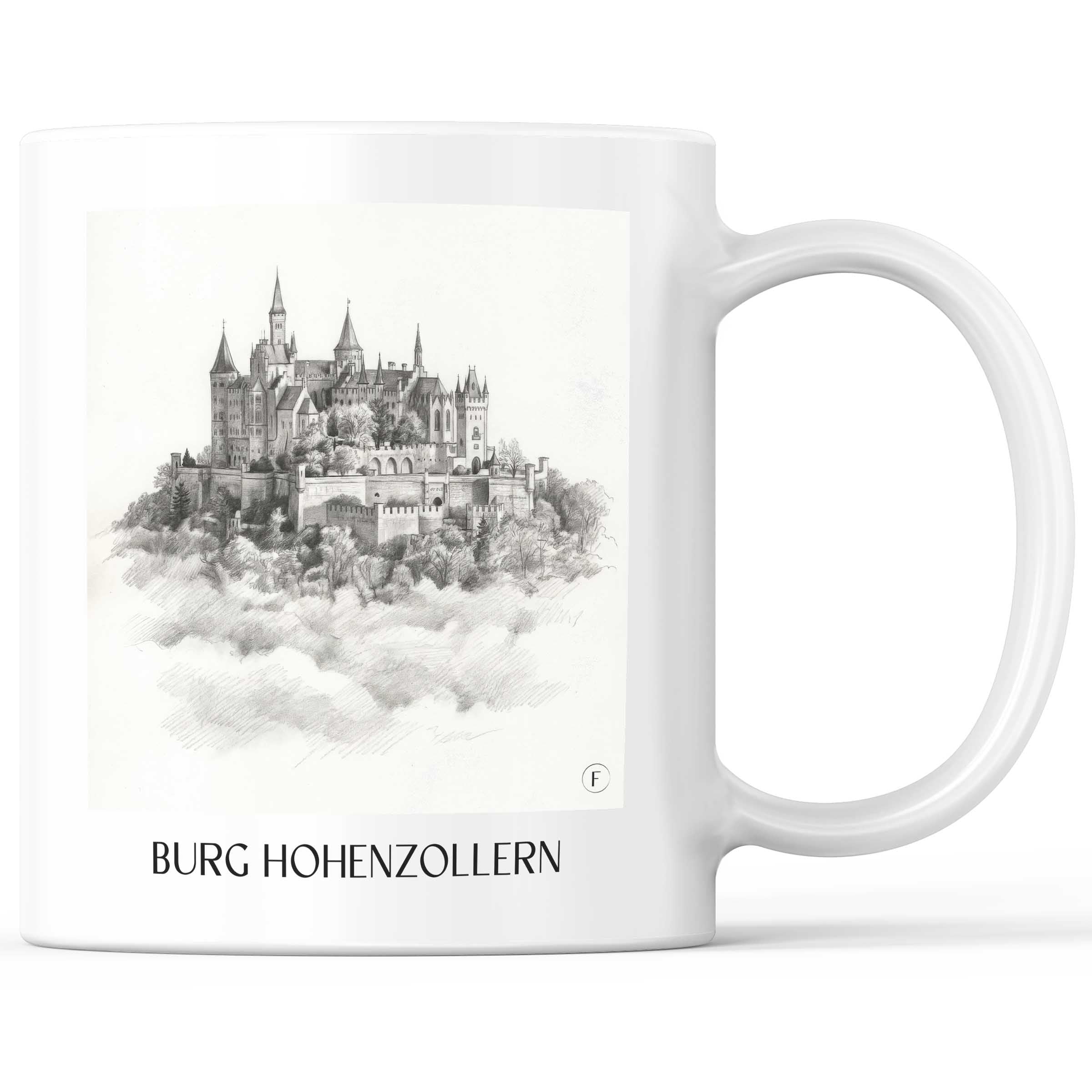 Burg Hohenzollern Kaffeebecher - Schwäbische Alb - Deutschland Becher - Kaffeetasse im Zeichnung Stil