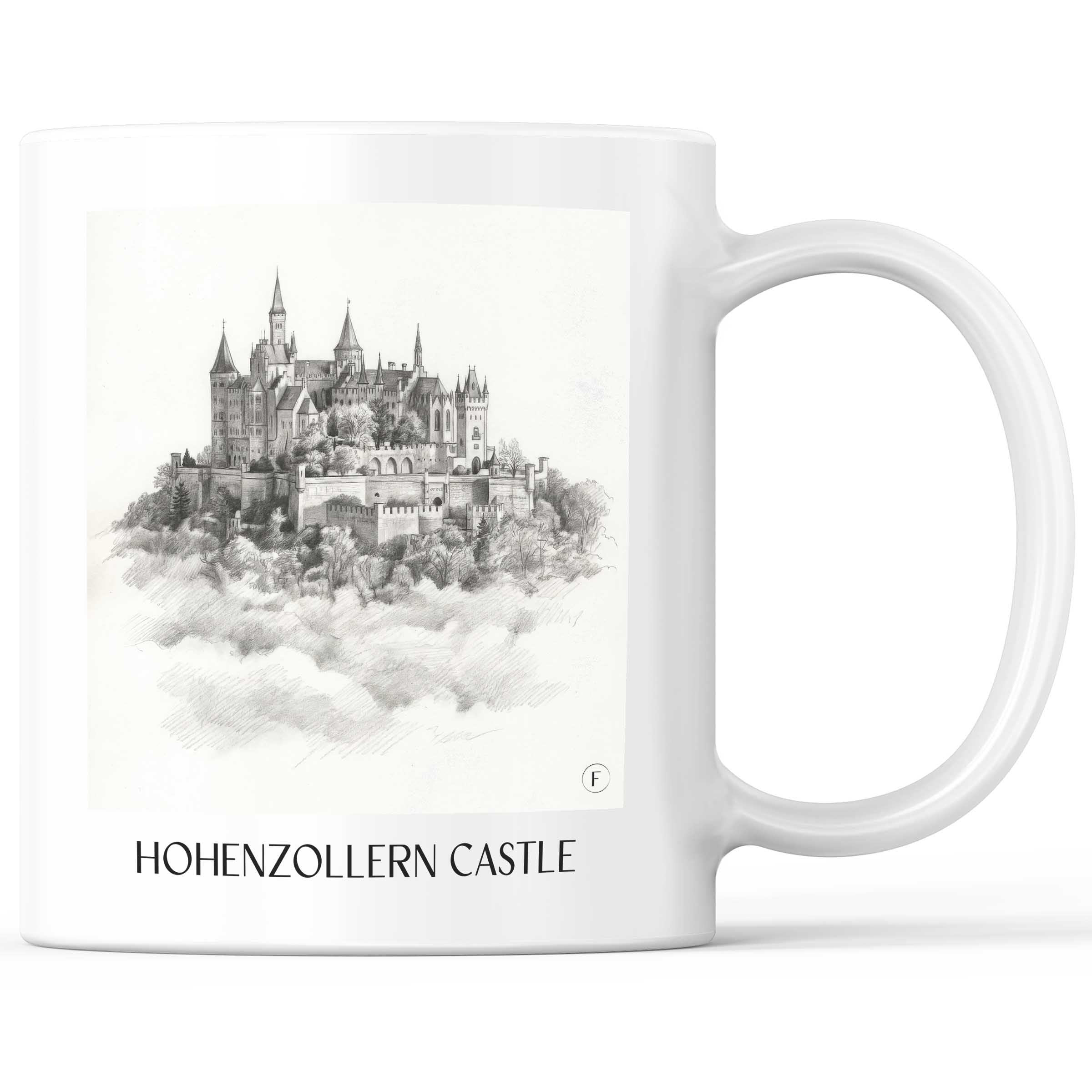 Burg Hohenzollern Kaffeebecher - Schwäbische Alb - Deutschland Becher - Kaffeetasse im Zeichnung Stil