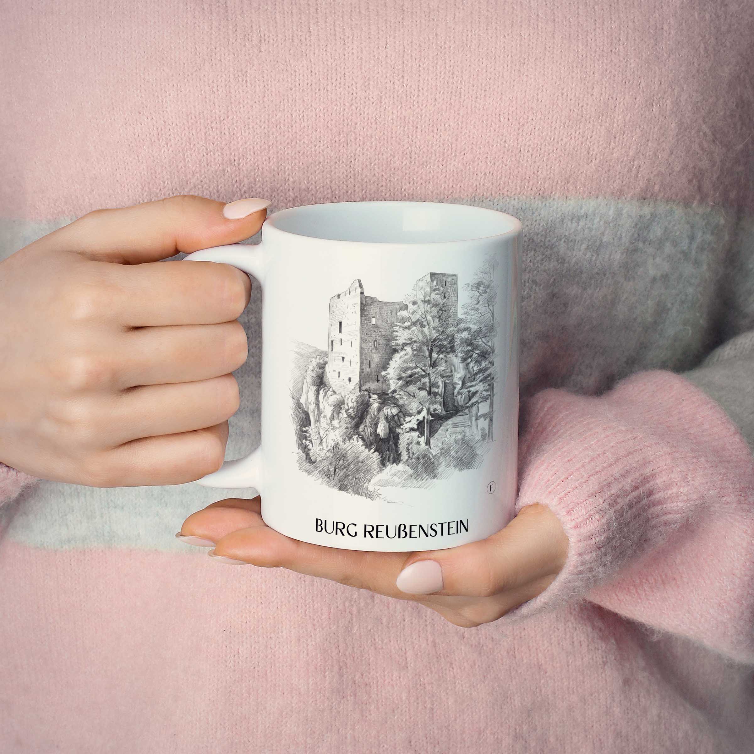 burg-reußenstein-schwäbische-alb-deutschland-kaffeebecher-bleistift-zeichnung-drawing