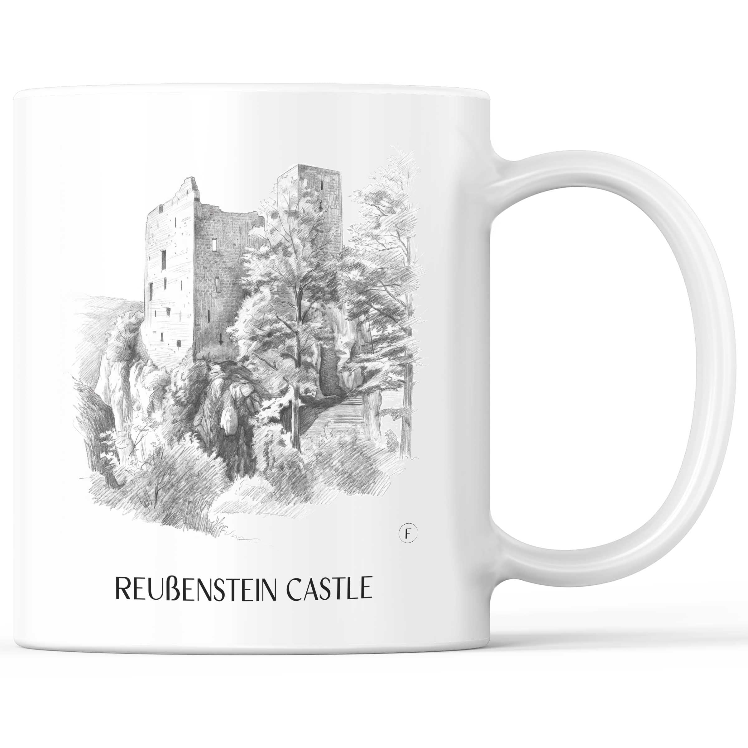Burg Reußenstein Kaffeebecher - Schwäbische Alb - Deutschland Becher - Kaffeetasse im Zeichnung Stil