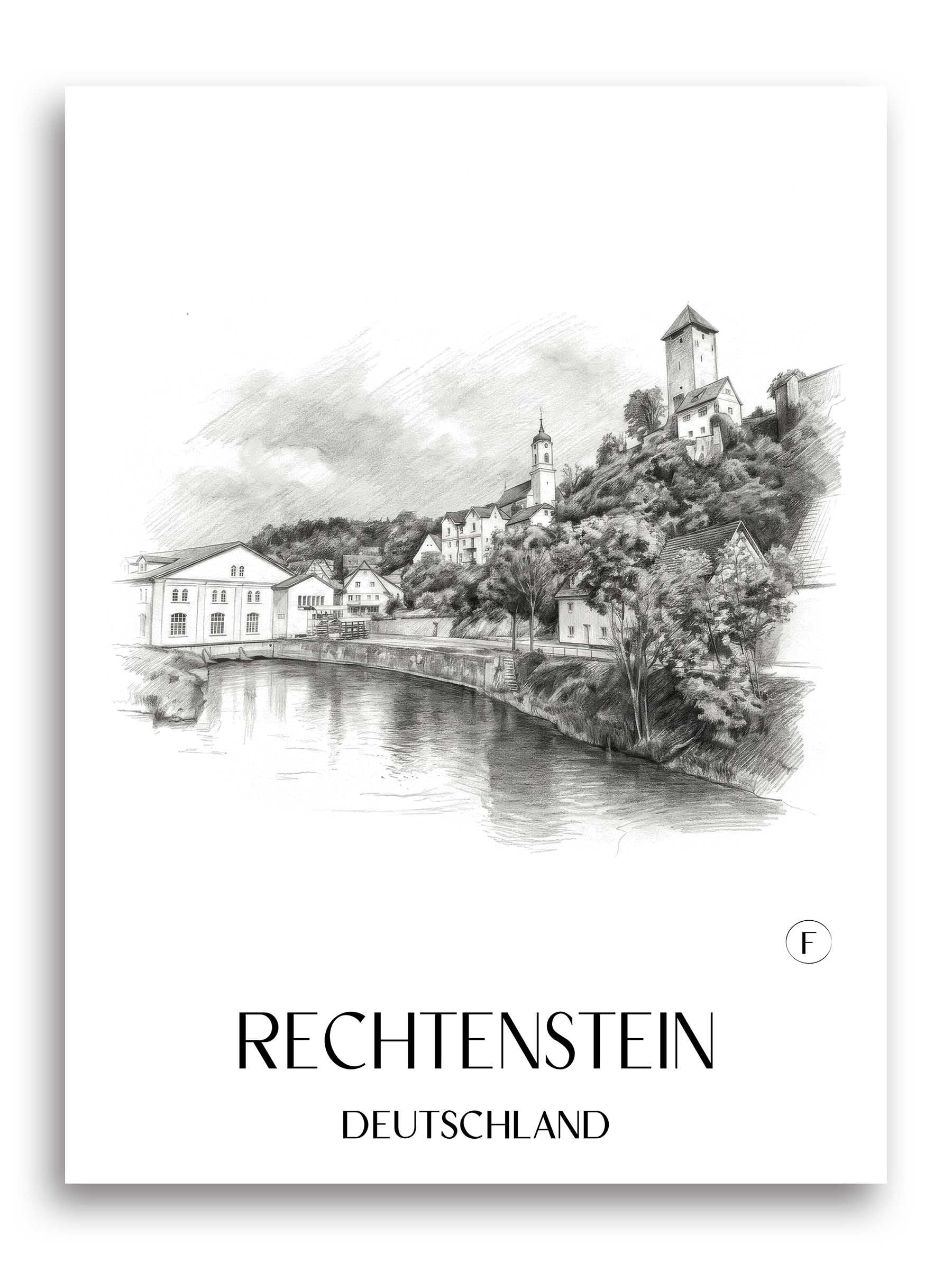 rechtenstein-deutschland-poster-bleistift-zeichnung-drawing