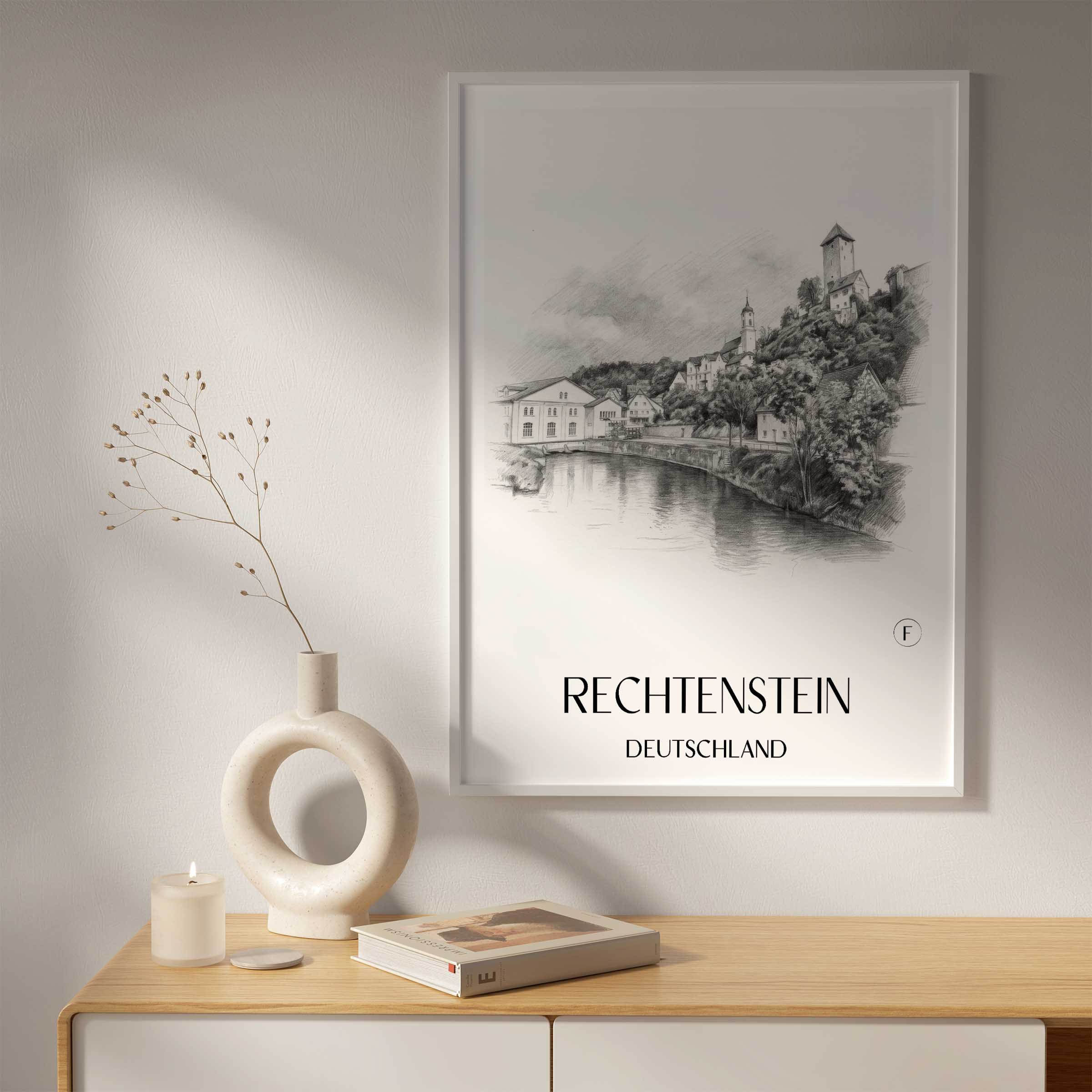 rechtenstein-deutschland-poster-bleistift-zeichnung-drawing