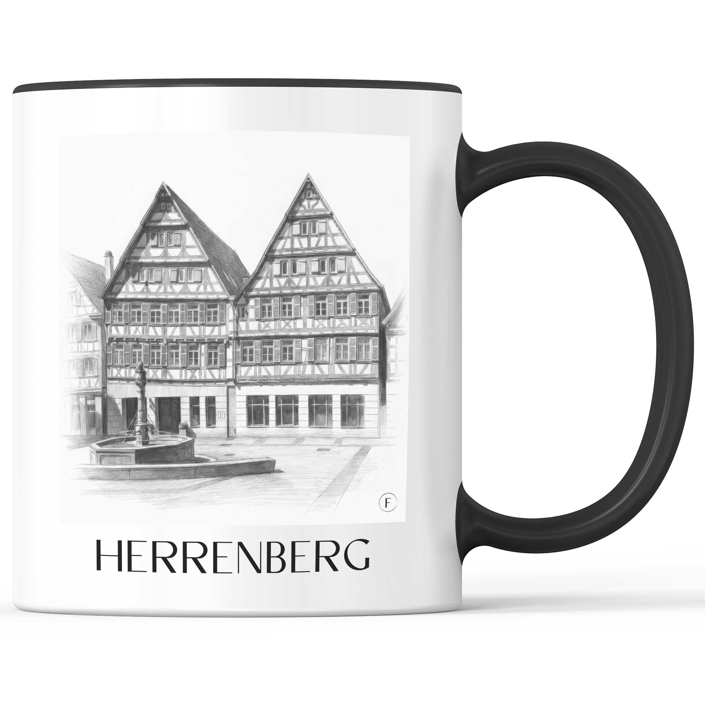 herrenberg-deutschland-kaffeebecher-bleistift-zeichnung-drawing