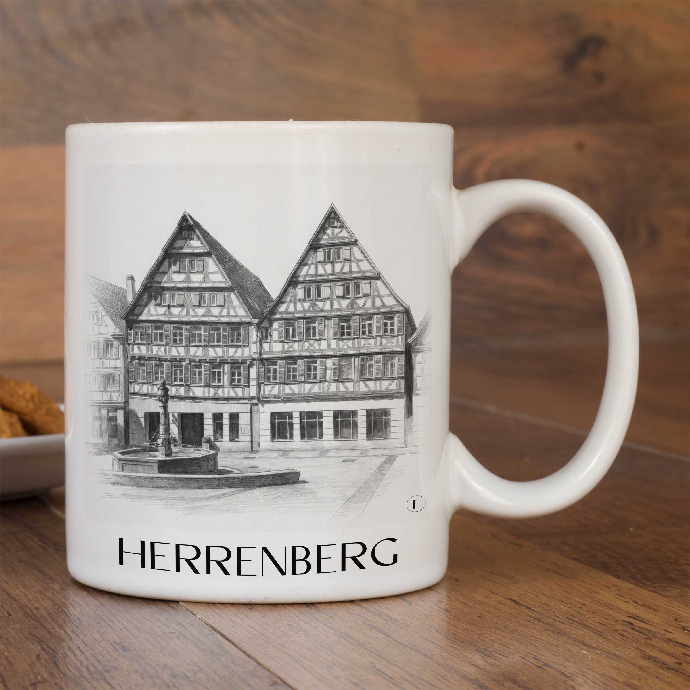 herrenberg-deutschland-kaffeebecher-bleistift-zeichnung-drawing