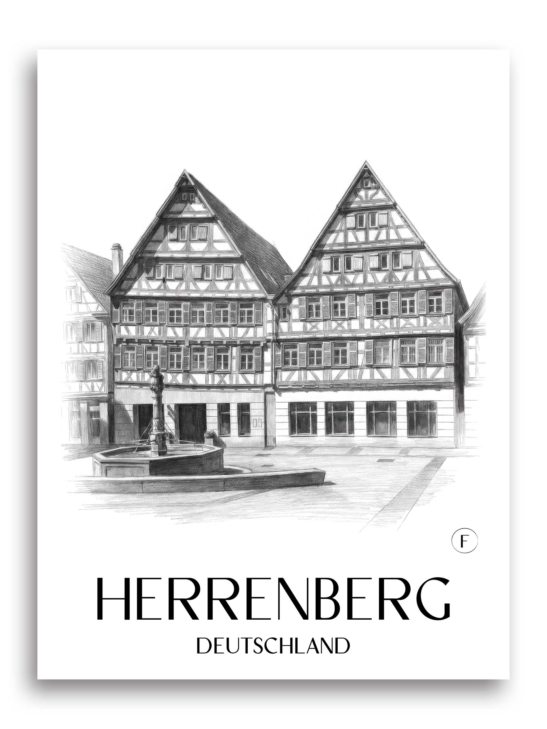 herrenberg-deutschland-poster-bleistift-zeichnung-drawing