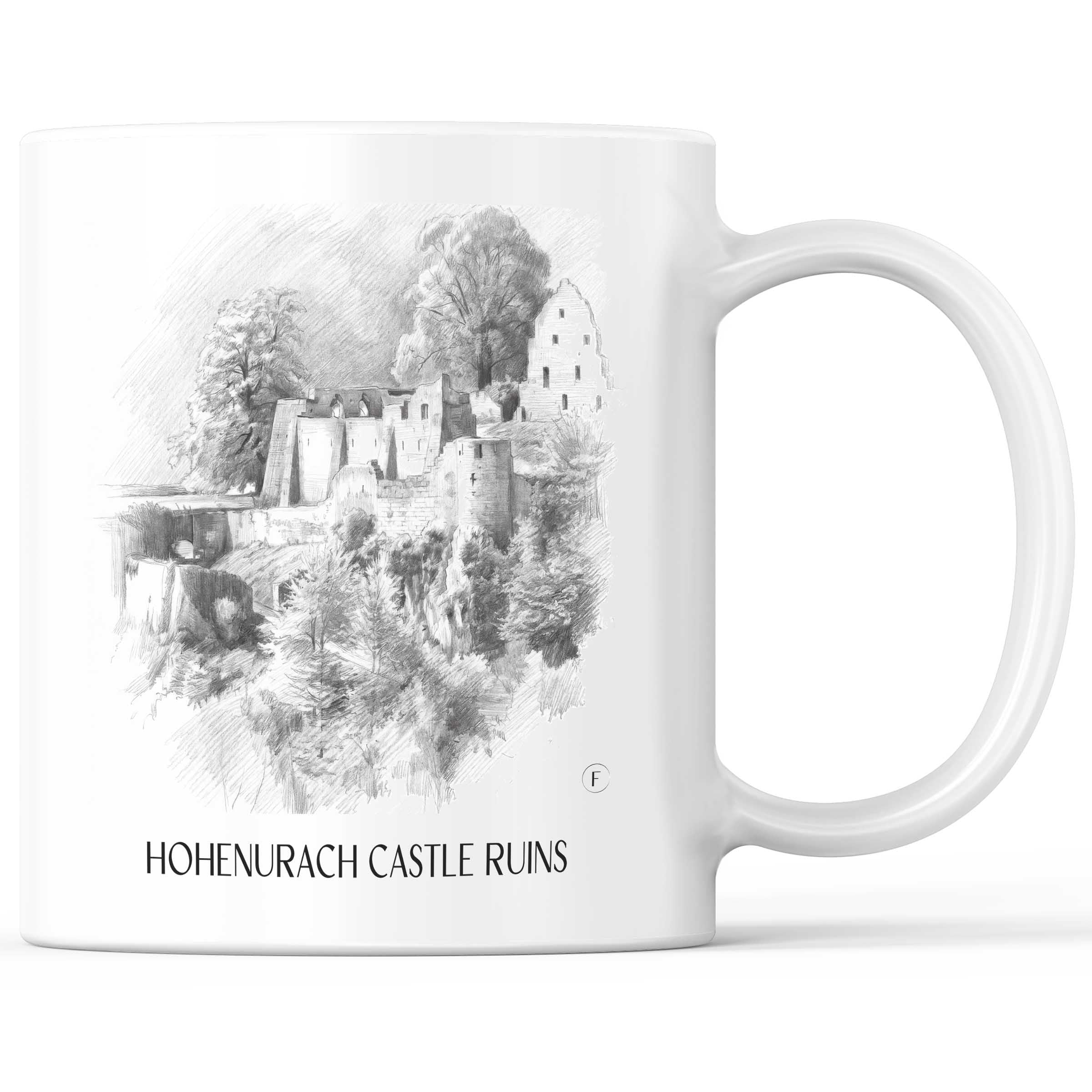 Burgruine Hohenurach Kaffeebecher - Schwäbische Alb - Deutschland Becher - Kaffeetasse im Zeichnung Stil