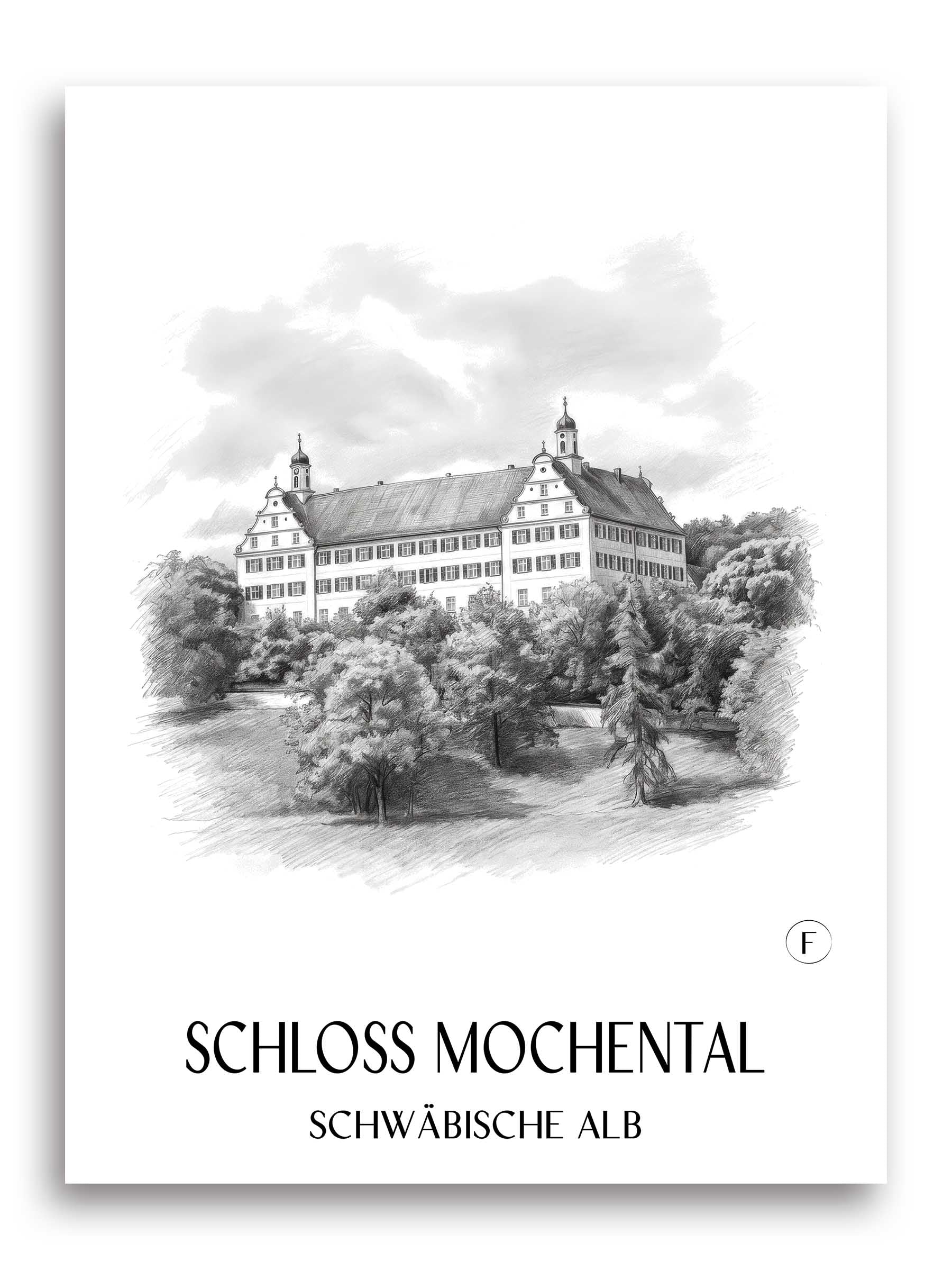 schloss-mochental-schwäbische-alb-deutschland-poster-bleistift-zeichnung-drawing