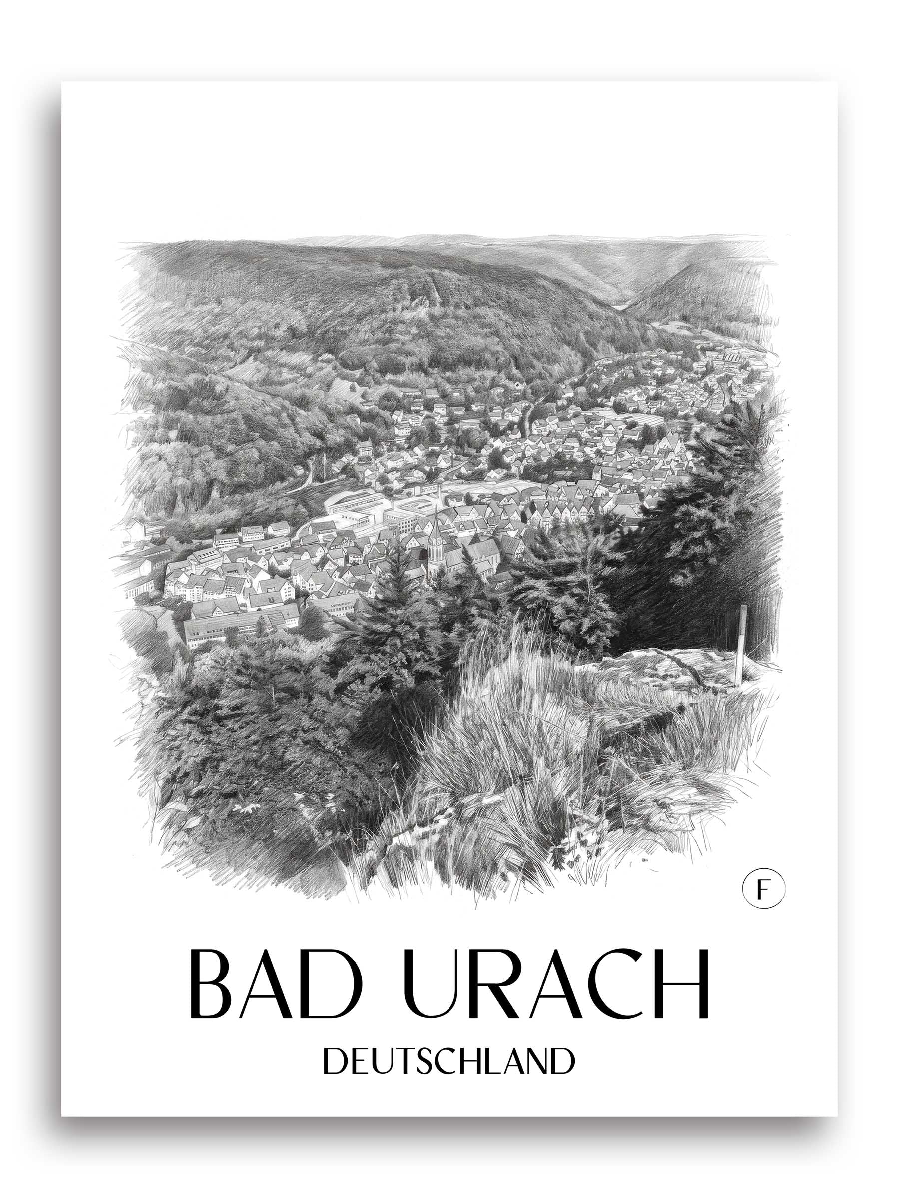 bad-urach-deutschland-poster-bleistift-zeichnung-drawing