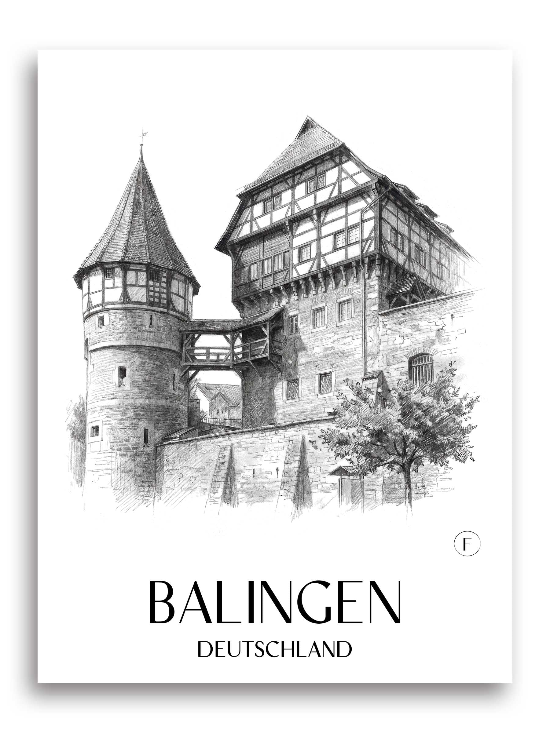 balingen-deutschland-poster-bleistift-zeichnung-drawing