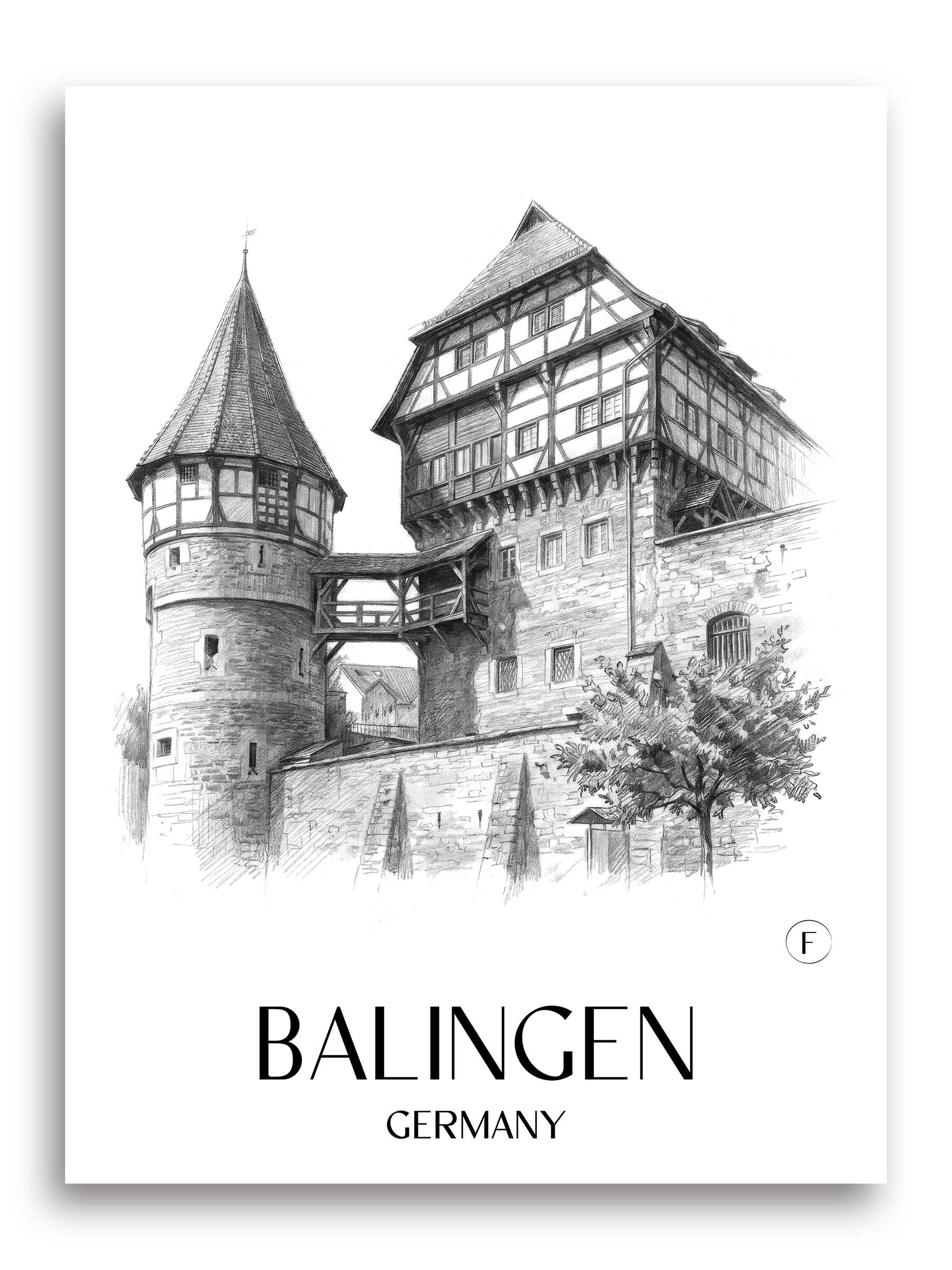 Balingen Poster - - Deutschland Kunstdruck - Zeichnung von A4 bis A1