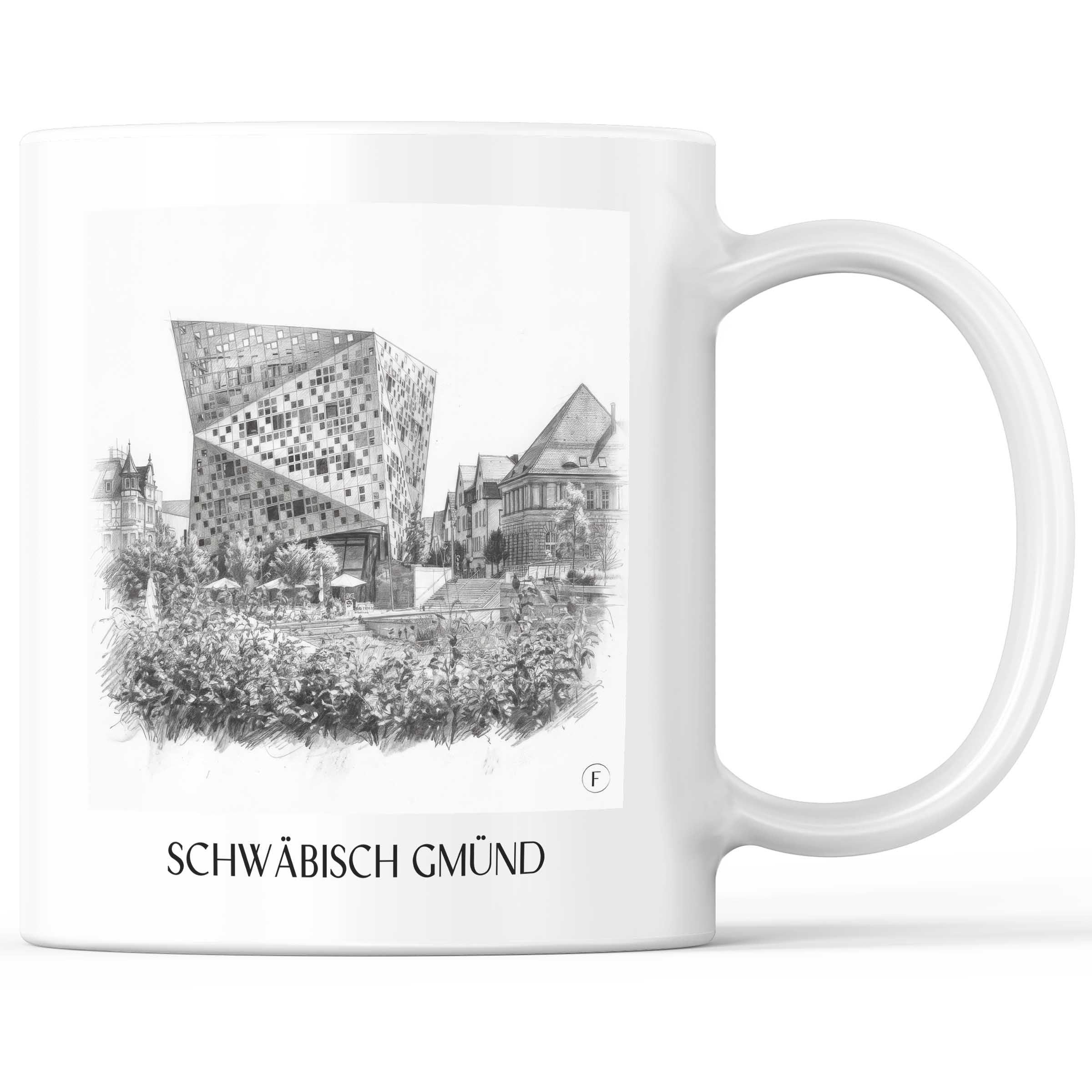 Schwäbisch Gmünd - Deutschland Becher - Kaffeetasse im Zeichnung Stil