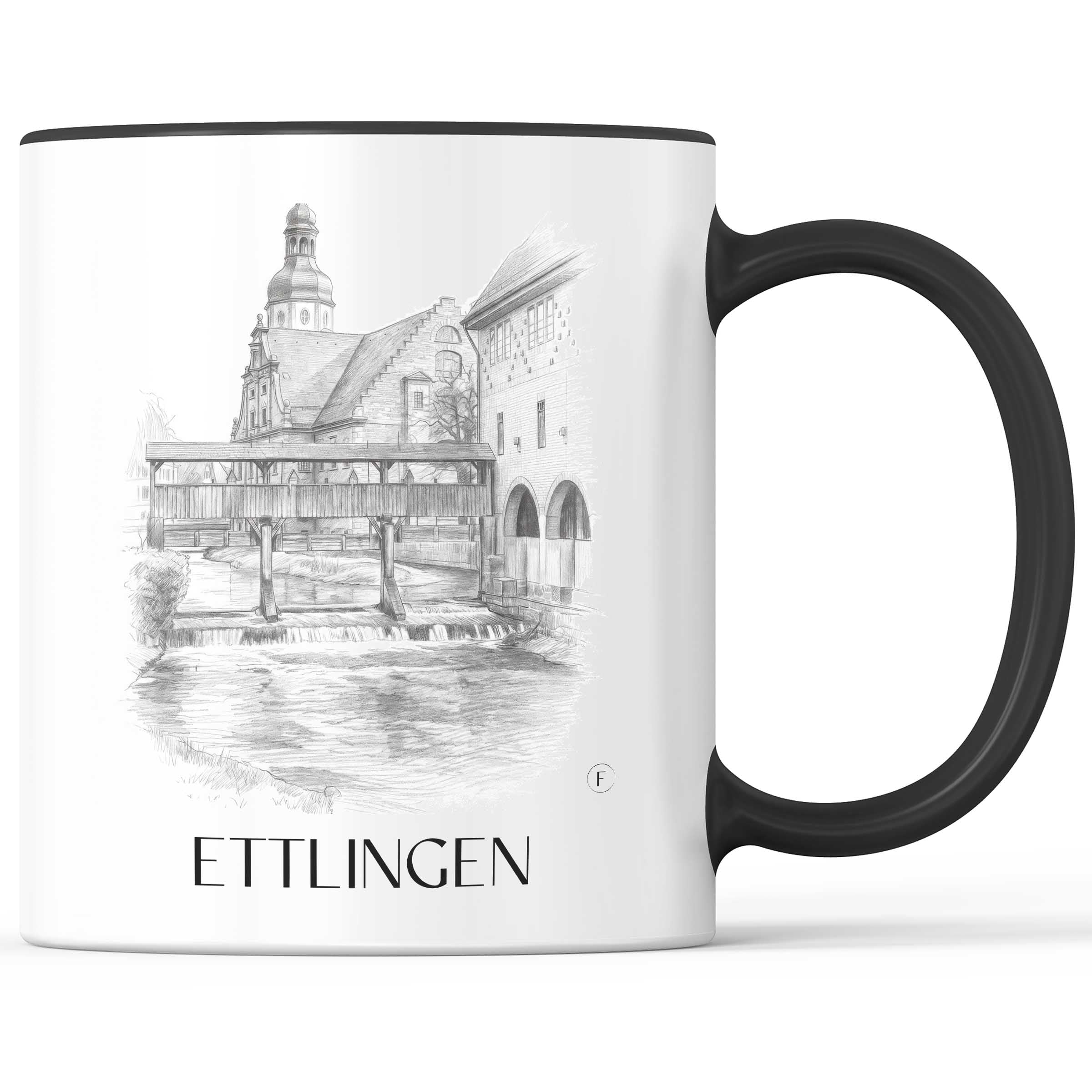 Ettlingen - Deutschland Becher - Kaffeetasse im Zeichnung Stil