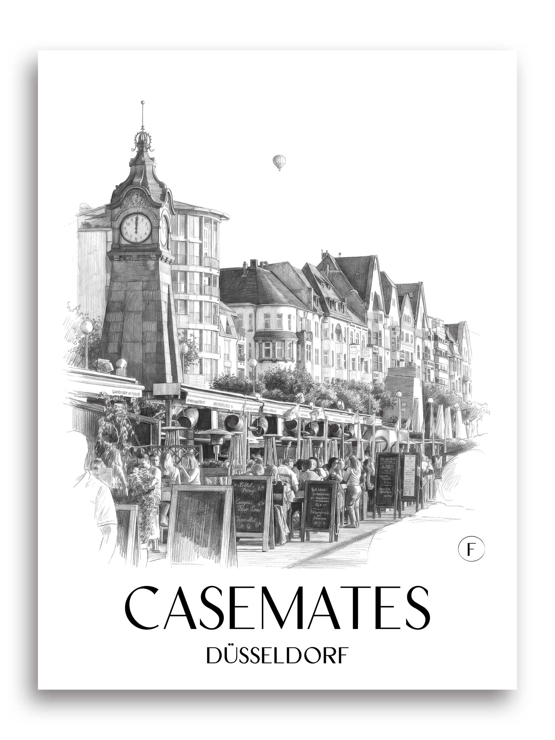 Kasematten Poster - Düsseldorf - Deutschland Kunstdruck - Zeichnung von A4 bis A1