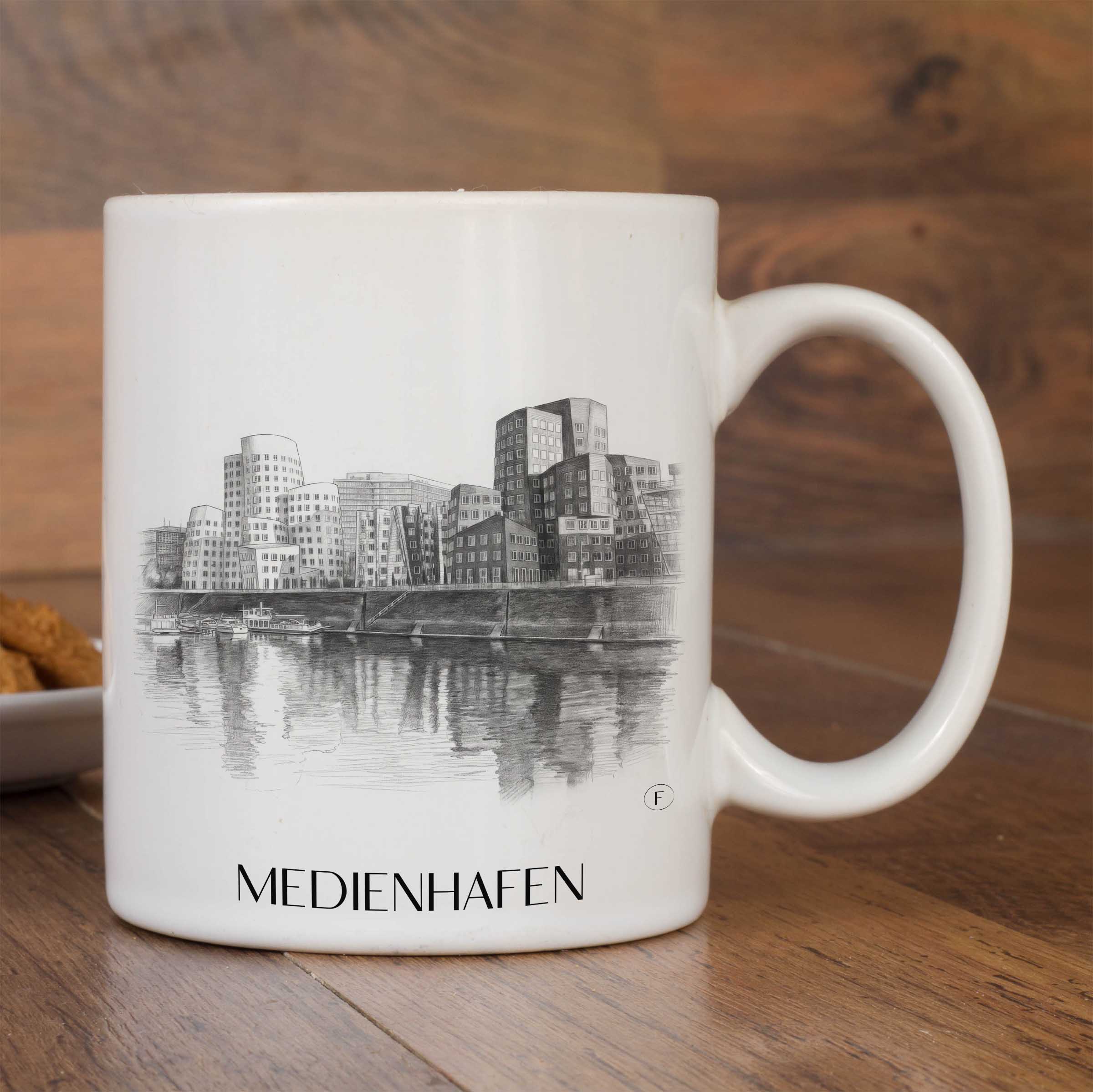 medienhafen-düsseldorf-deutschland-kaffeebecher-bleistift-zeichnung-drawing
