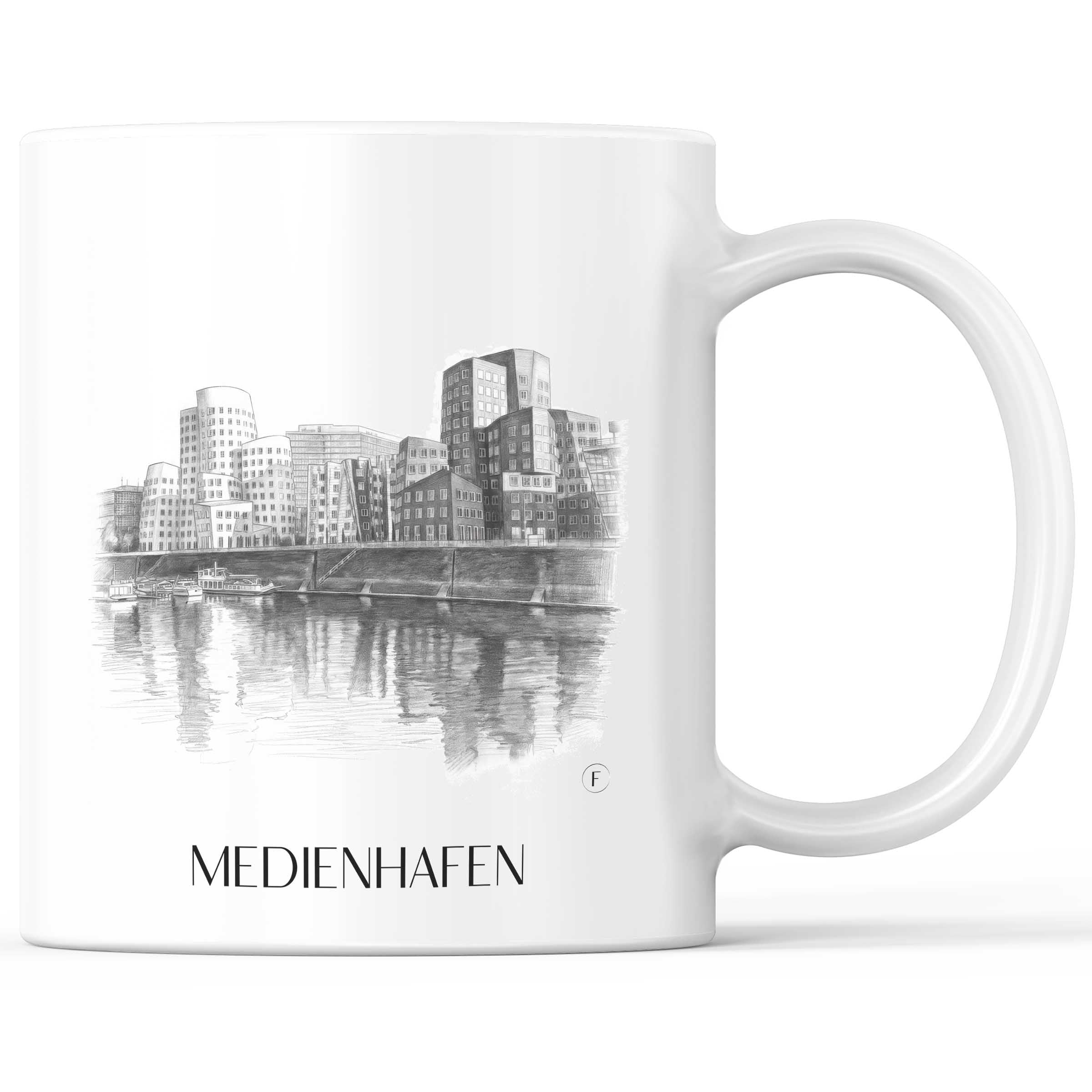 Medienhafen Kaffeebecher - Düsseldorf - Deutschland Becher - Kaffeetasse im Zeichnung Stil