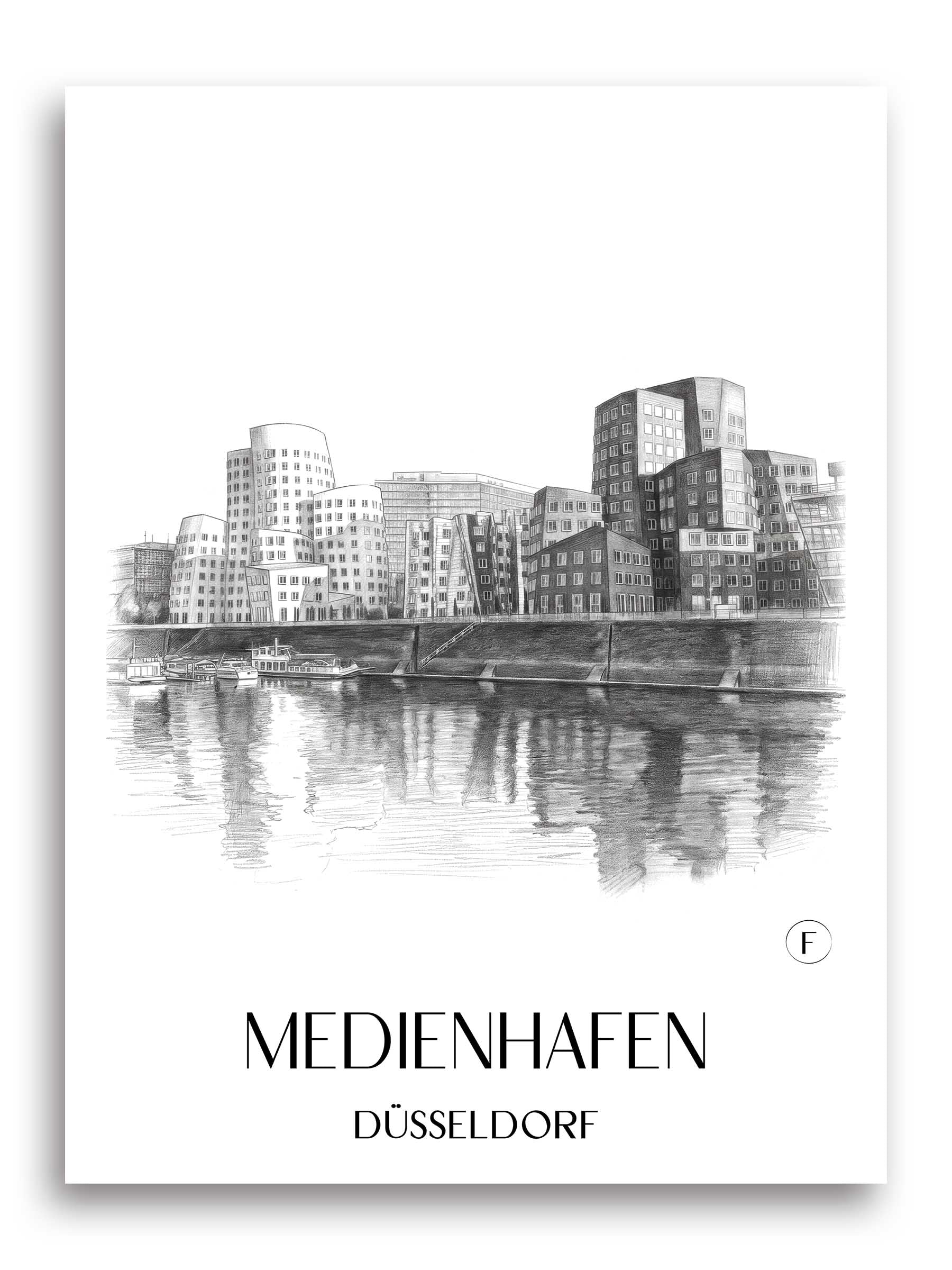 medienhafen-düsseldorf-deutschland-poster-bleistift-zeichnung-drawing
