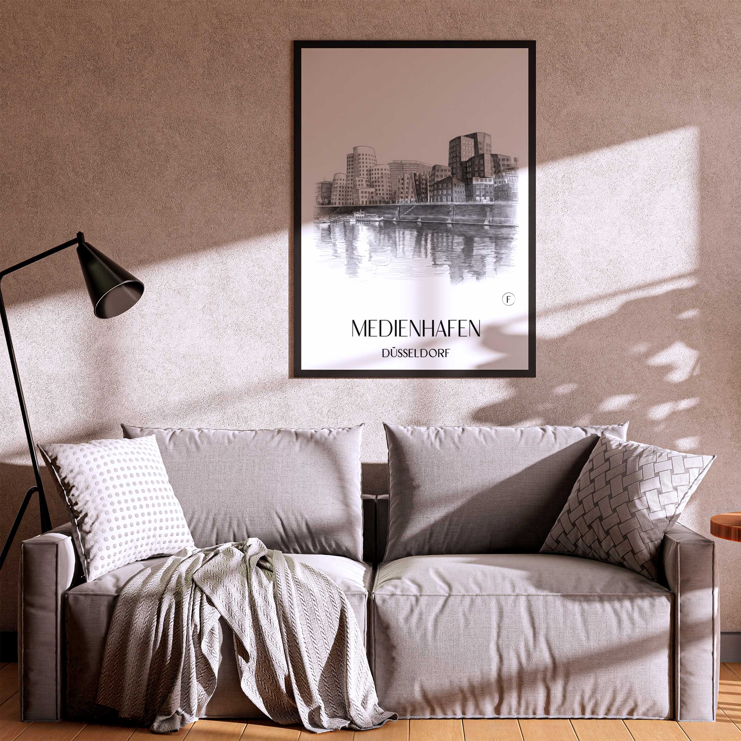 medienhafen-düsseldorf-deutschland-poster-bleistift-zeichnung-drawing