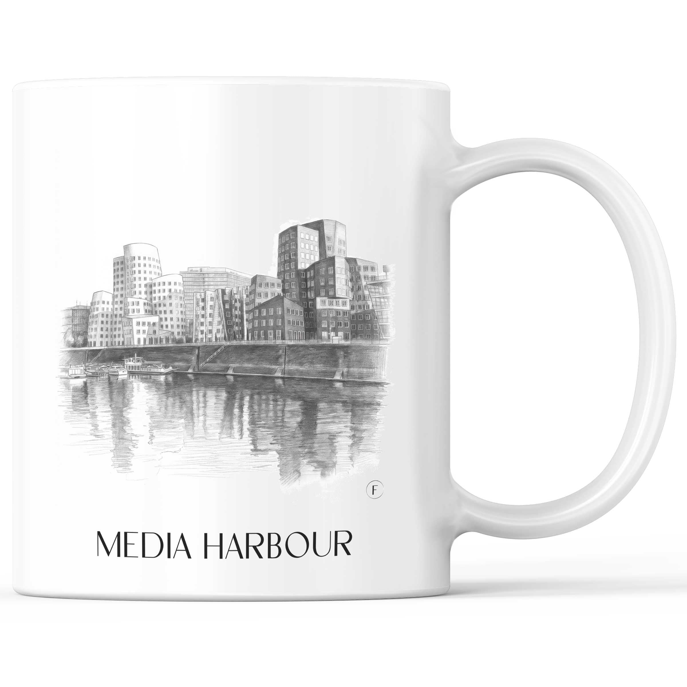 Medienhafen Kaffeebecher - Düsseldorf - Deutschland Becher - Kaffeetasse im Zeichnung Stil