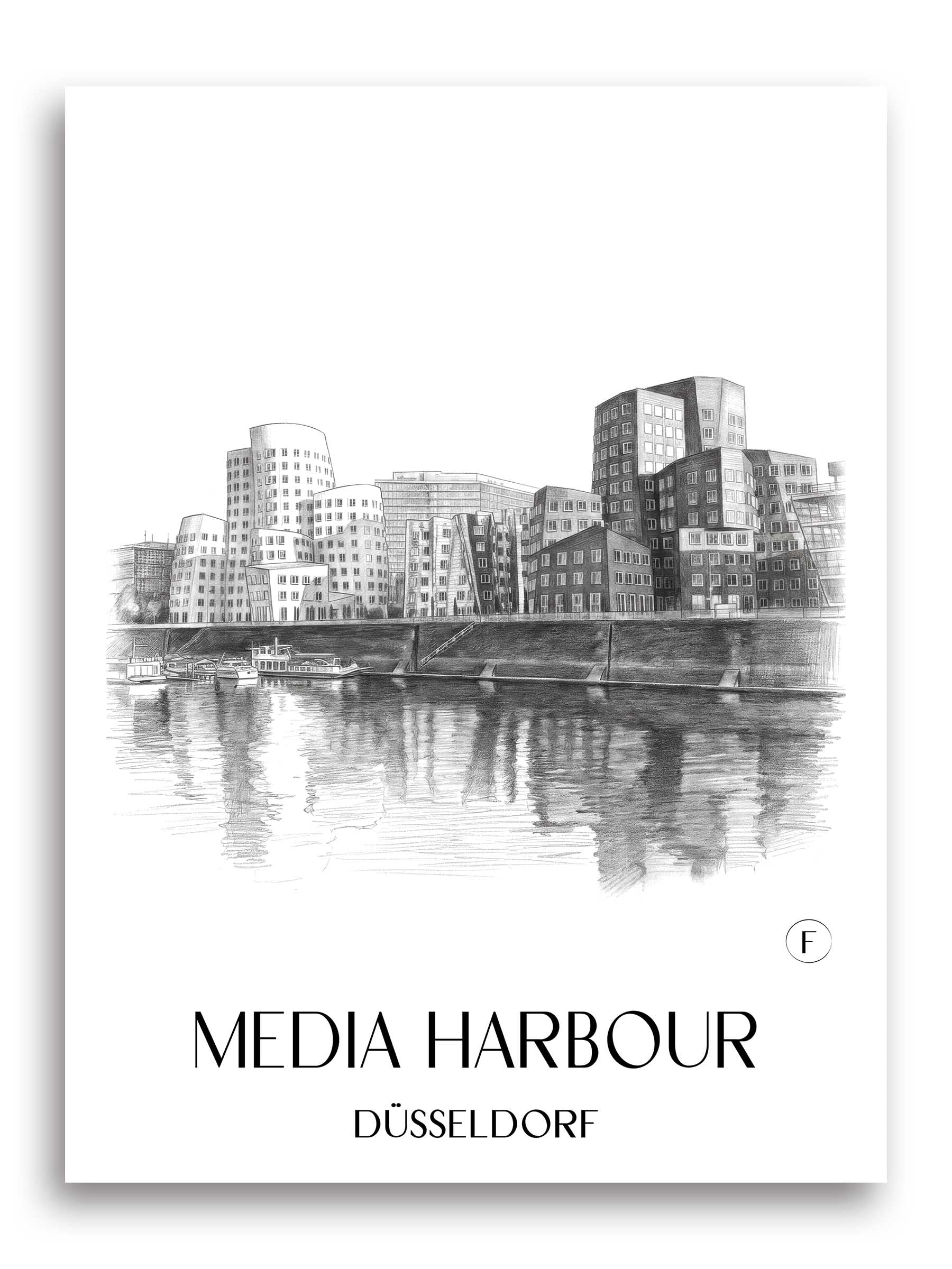 Medienhafen Poster - Düsseldorf - Deutschland Kunstdruck - Zeichnung von A4 bis A1