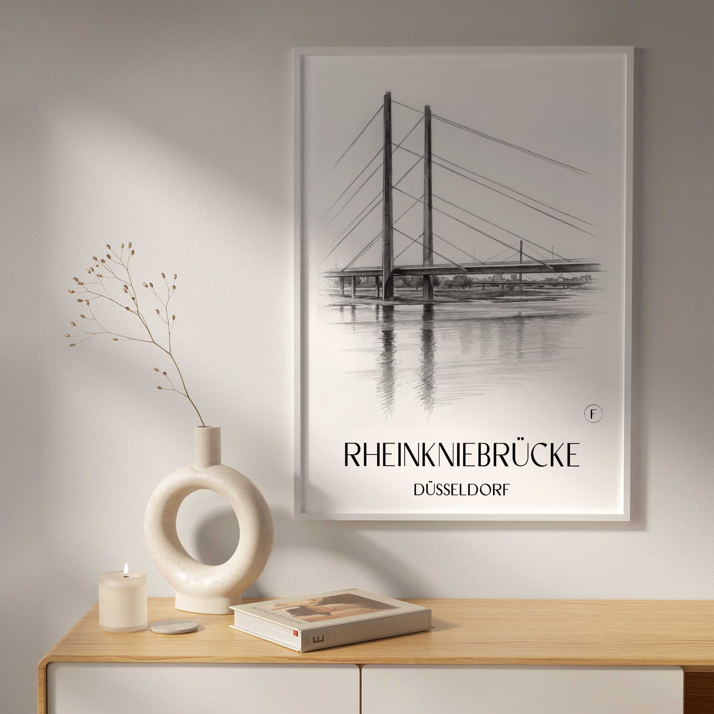 rheinkniebrücke-düsseldorf-deutschland-poster-bleistift-zeichnung-drawing