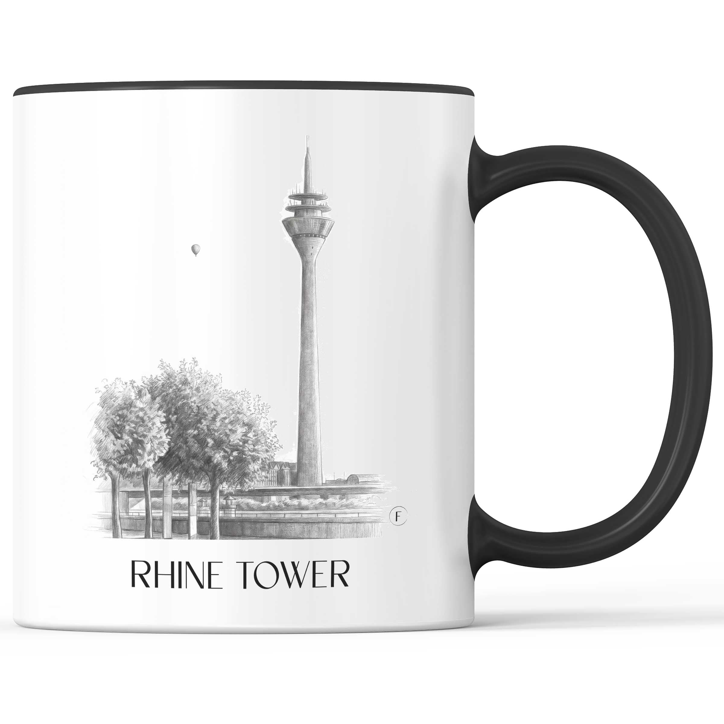 Rheinturm Kaffeebecher - Düsseldorf - Deutschland Becher - Kaffeetasse im Zeichnung Stil