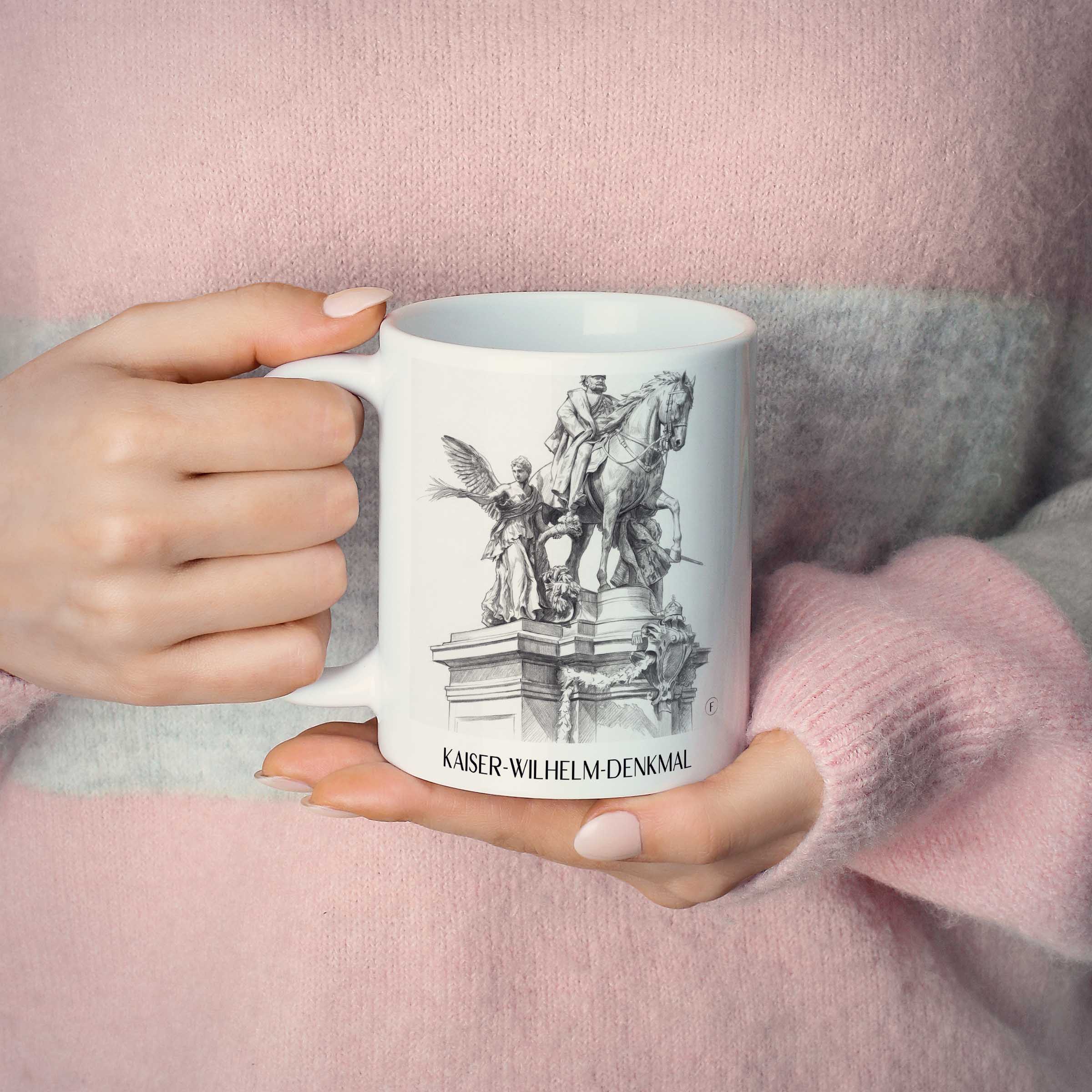 kaiser-wilhelm-denkmal-düsseldorf-deutschland-kaffeebecher-bleistift-zeichnung-drawing