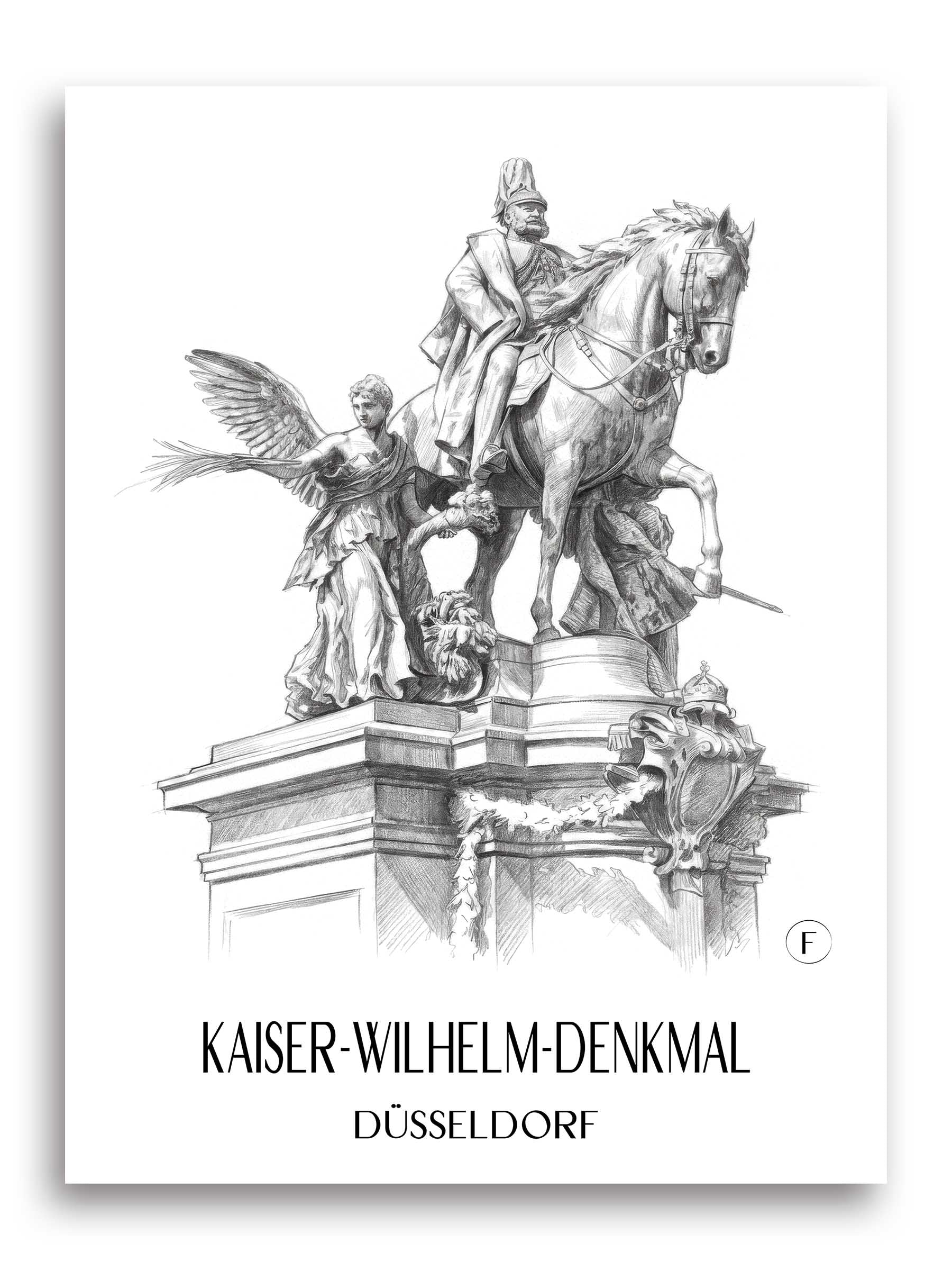 kaiser-wilhelm-denkmal-düsseldorf-deutschland-poster-bleistift-zeichnung-drawing