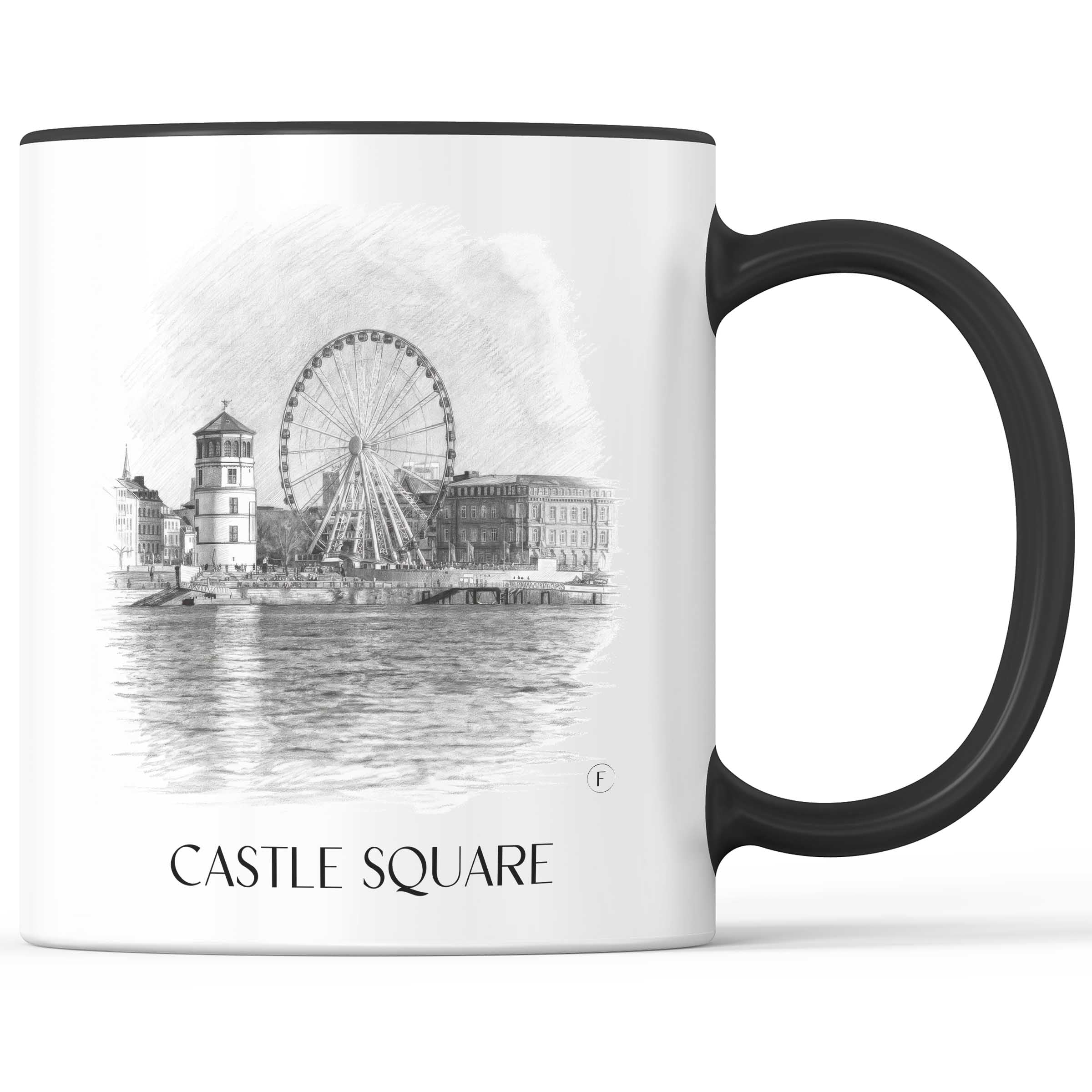 Burgplatz Kaffeebecher - Düsseldorf - Deutschland Becher - Kaffeetasse im Zeichnung Stil
