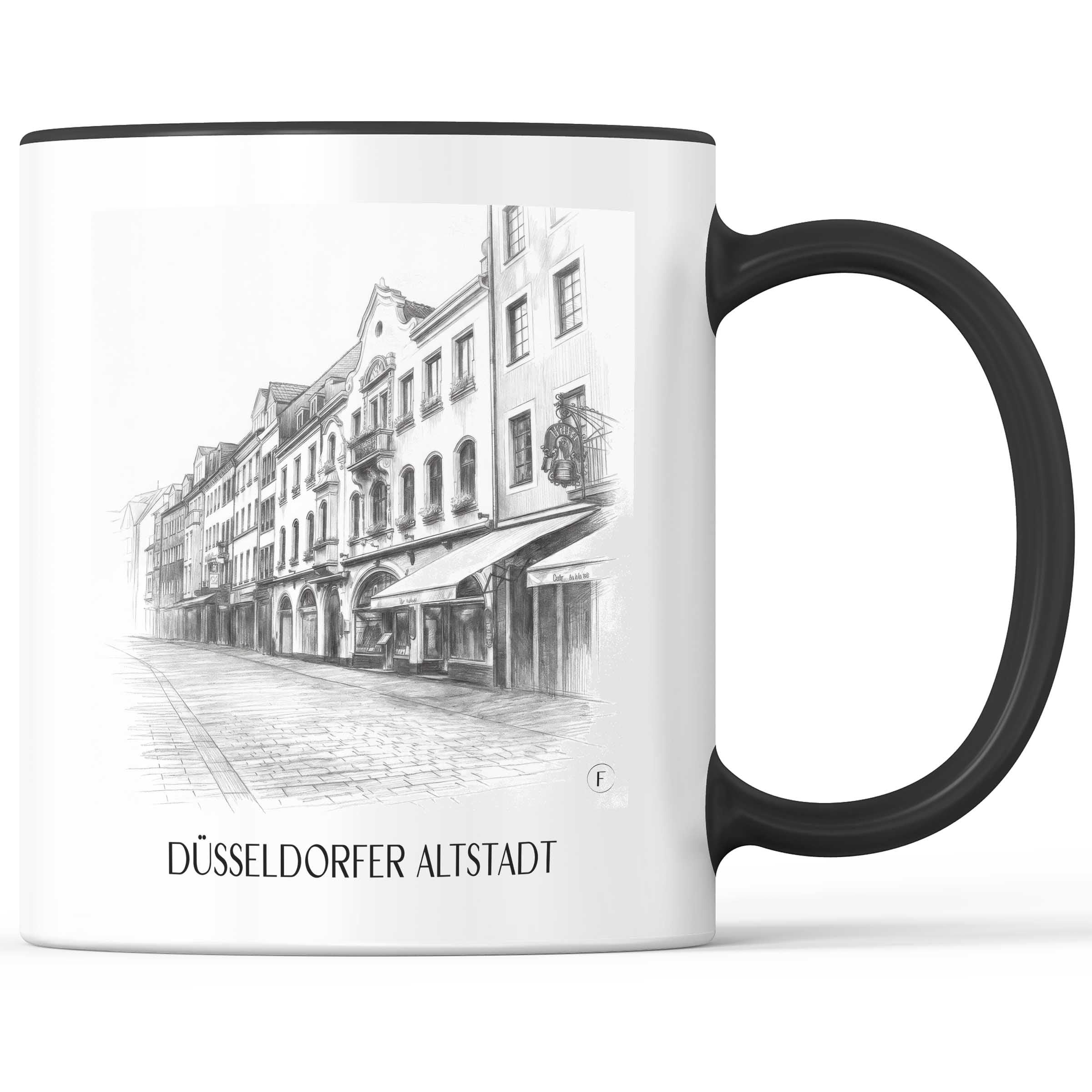 altstadt-düsseldorf-deutschland-kaffeebecher-bleistift-zeichnung-drawing
