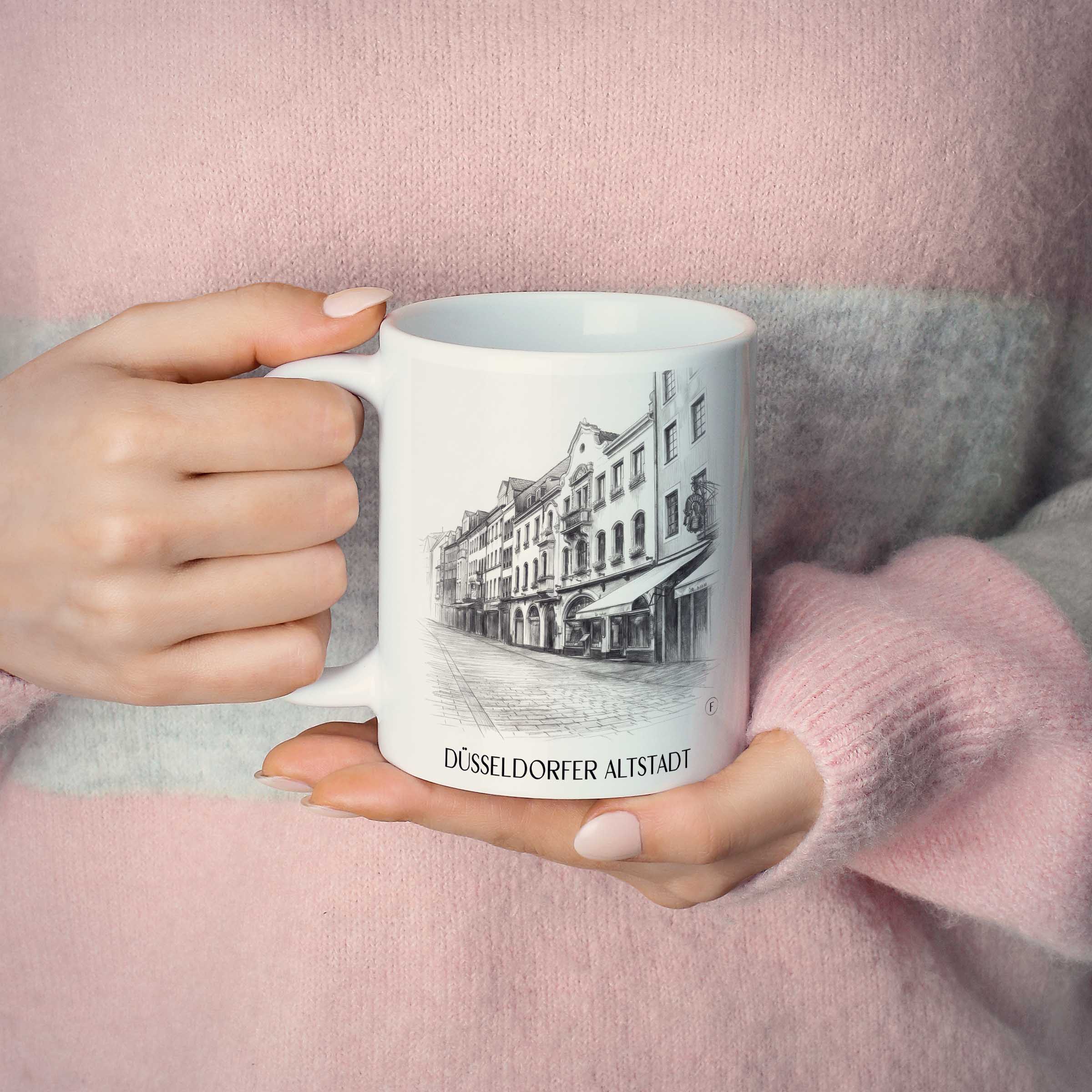 altstadt-düsseldorf-deutschland-kaffeebecher-bleistift-zeichnung-drawing