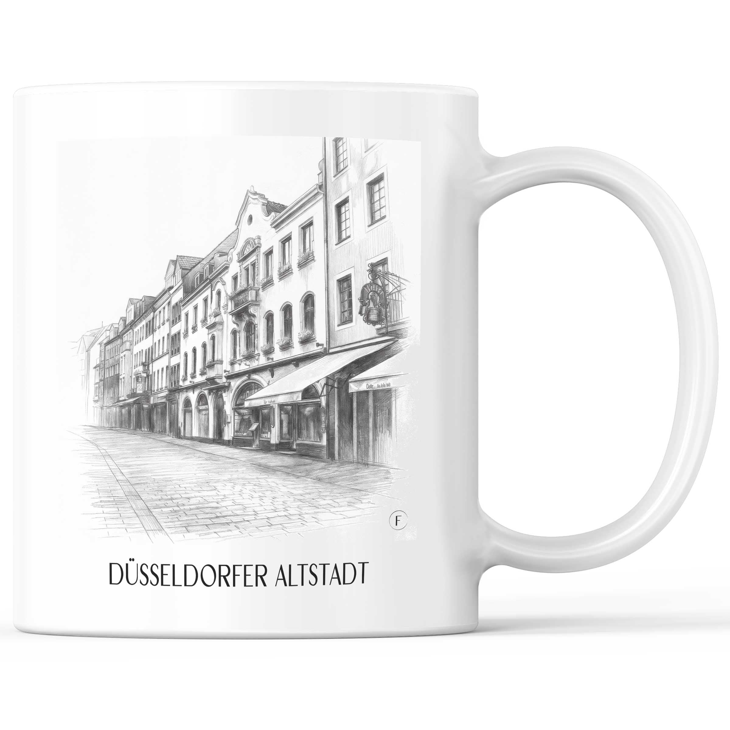 Altstadt Kaffeebecher - Düsseldorf - Deutschland Becher - Kaffeetasse im Zeichnung Stil