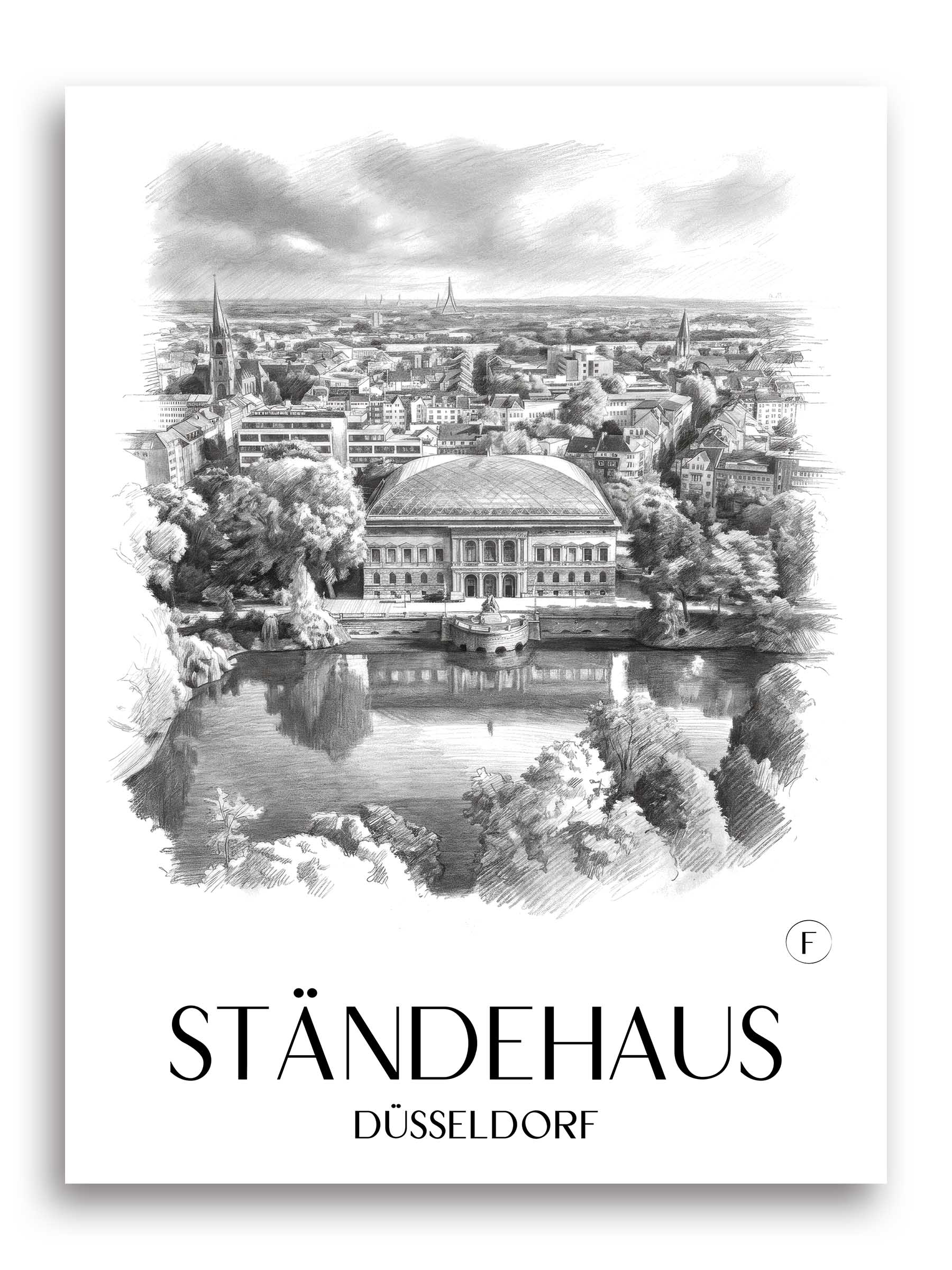 ständehaus-düsseldorf-deutschland-poster-bleistift-zeichnung-drawing