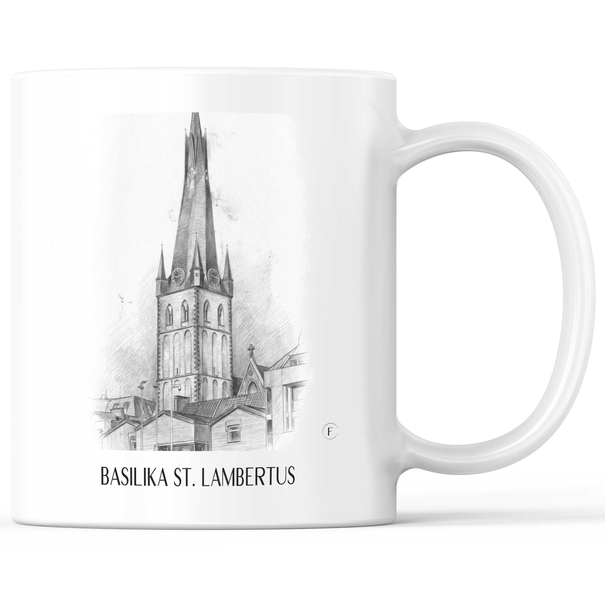 Basilika St. Lambertus Kaffeebecher - Düsseldorf - Deutschland Becher - Kaffeetasse im Zeichnung Stil
