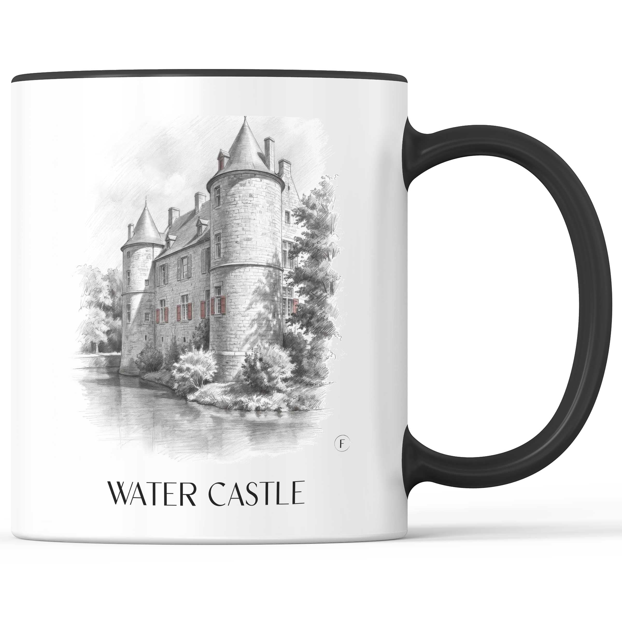 Wasserburg Kaffeebecher - Ratingen - Deutschland Becher - Kaffeetasse im Zeichnung Stil